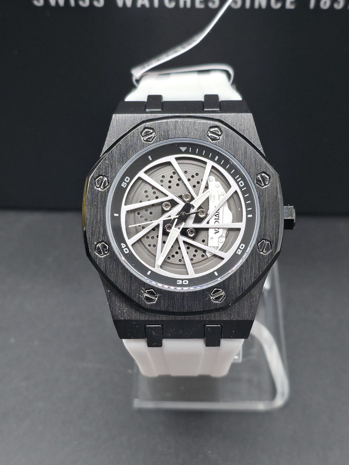 Invicta Speedway Rim Men’s Watch – 42mm, White & Black Car Brake Disc 69492🔥