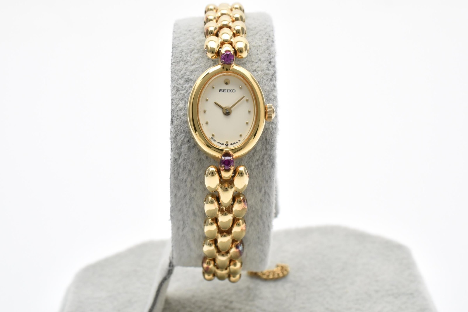 Read! Small Wrist [Exc+5] SEIKO 1E20-6140 Quartz Gold Stone Ladies Jewelry Watch