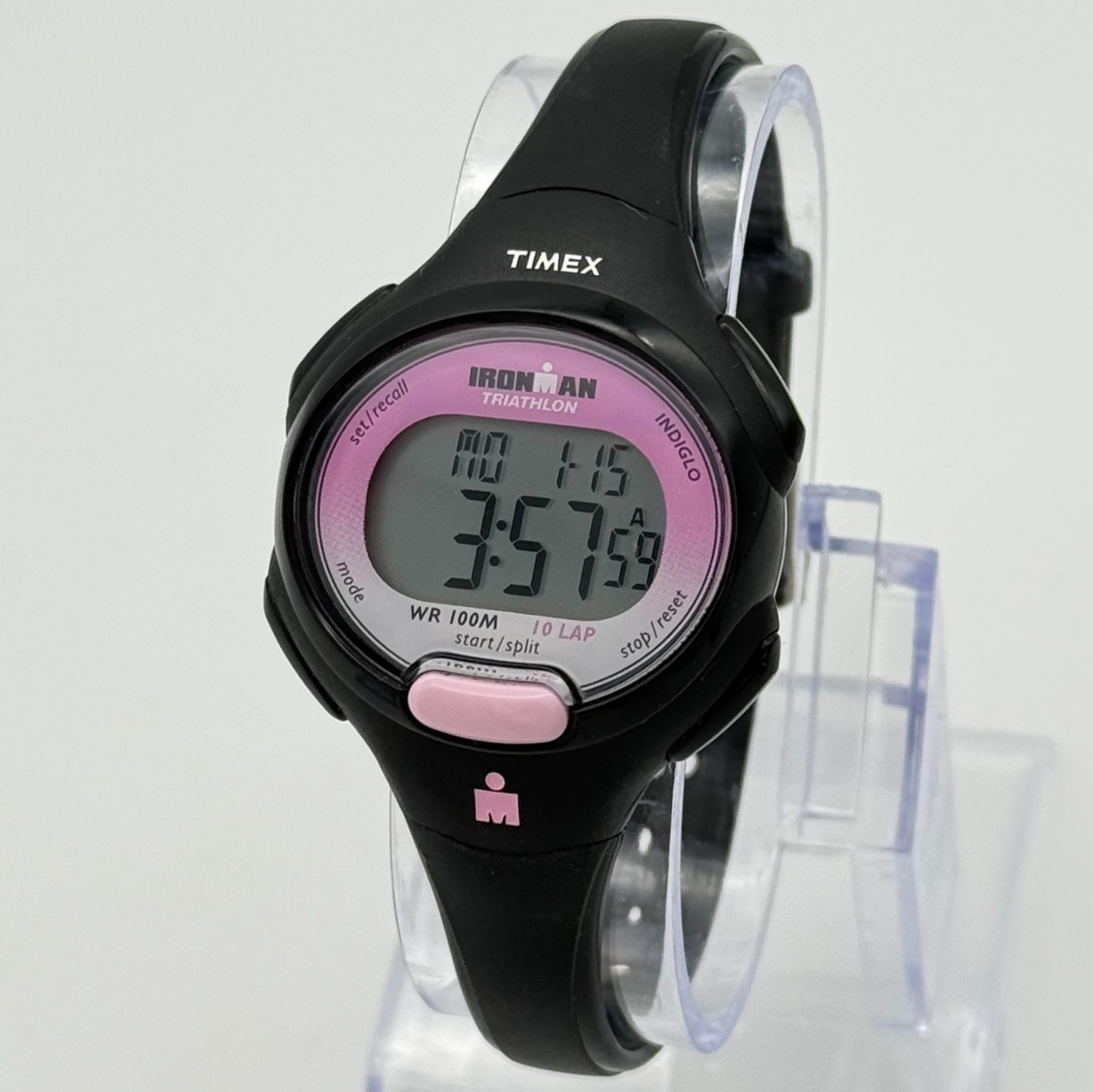 Women’s TIMEX Ironman Triathlon Digital Sport 10 Lap Watch, Pink/Black, T5K522