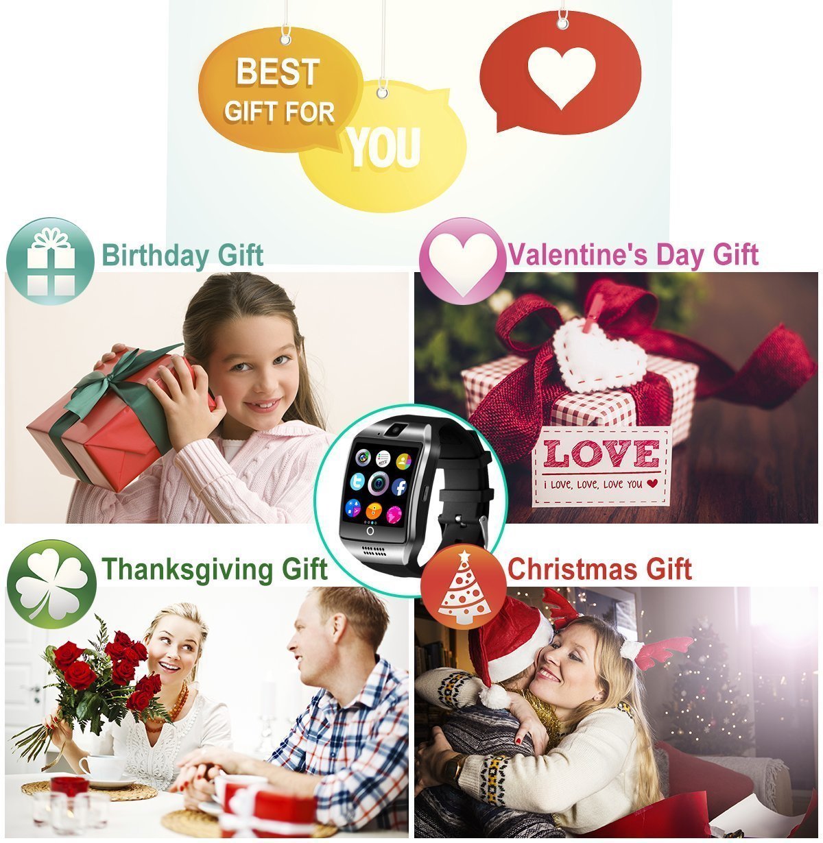 Bluetooth Smartwatch Unlocked Smart Watch Phone Camera Fitness Tracker Pedometer
