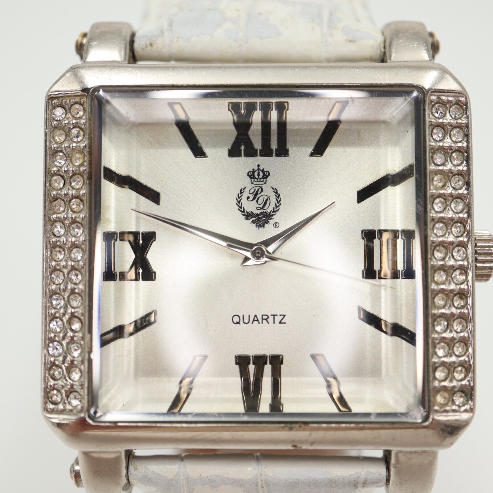 Premier Designs Ladies Watch 40mm Square Dial White Crocodile Leather Working