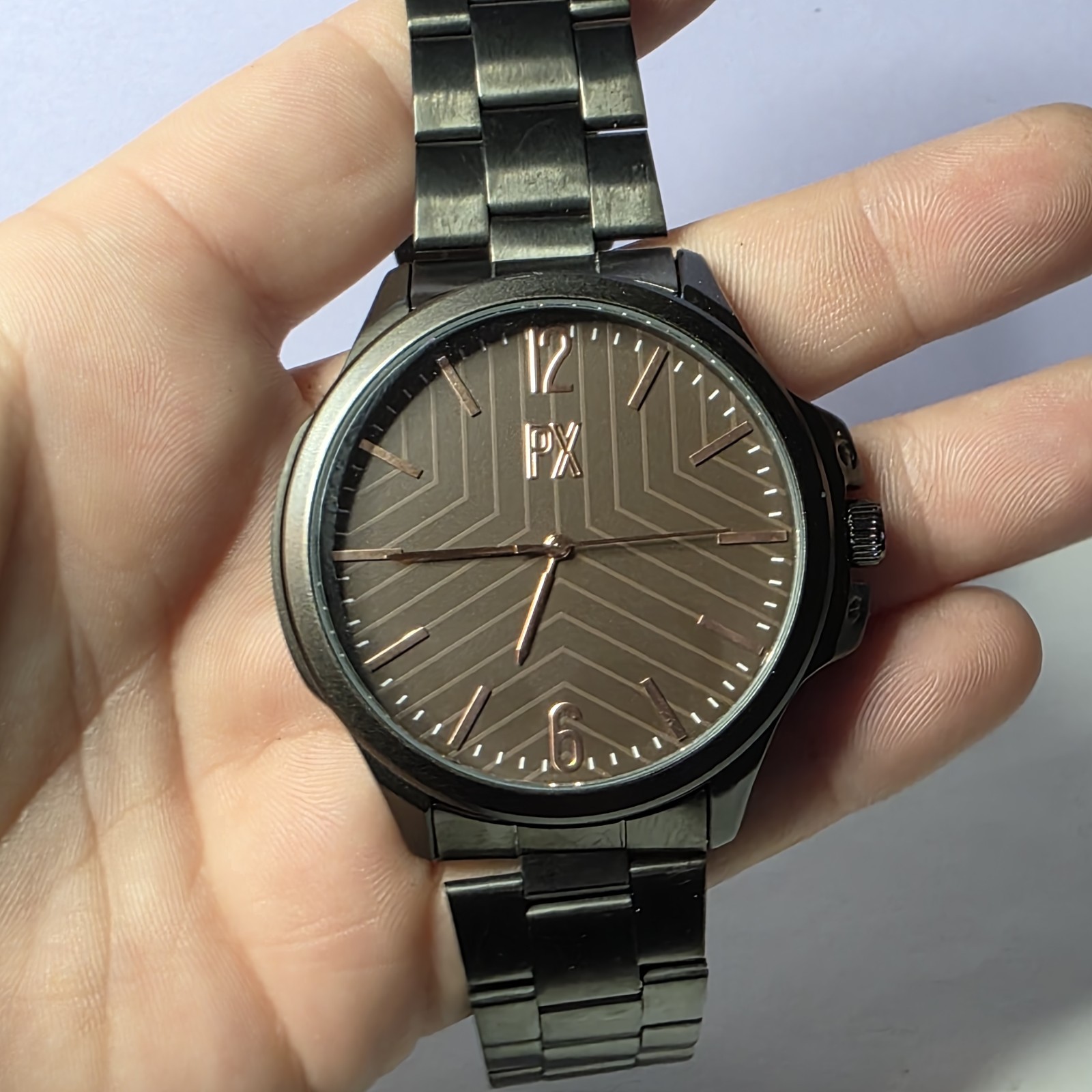 PX Men’s Watch Brown Large Face Coby Stainless Steel Seiko New Battery