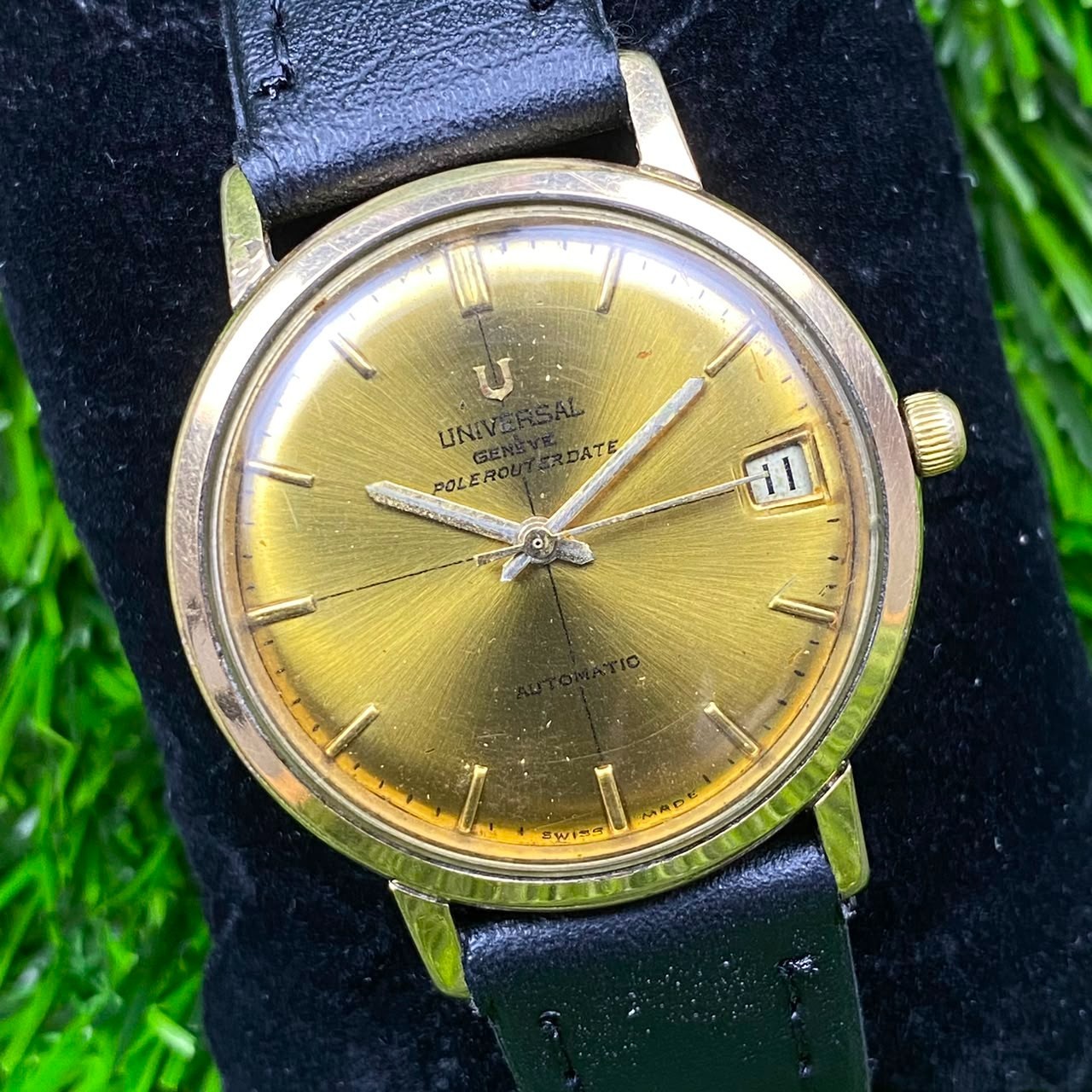 Rare Universal Geneve Polerouter Automatic GOLD REPAINT DIAL Vintage Watch Dress