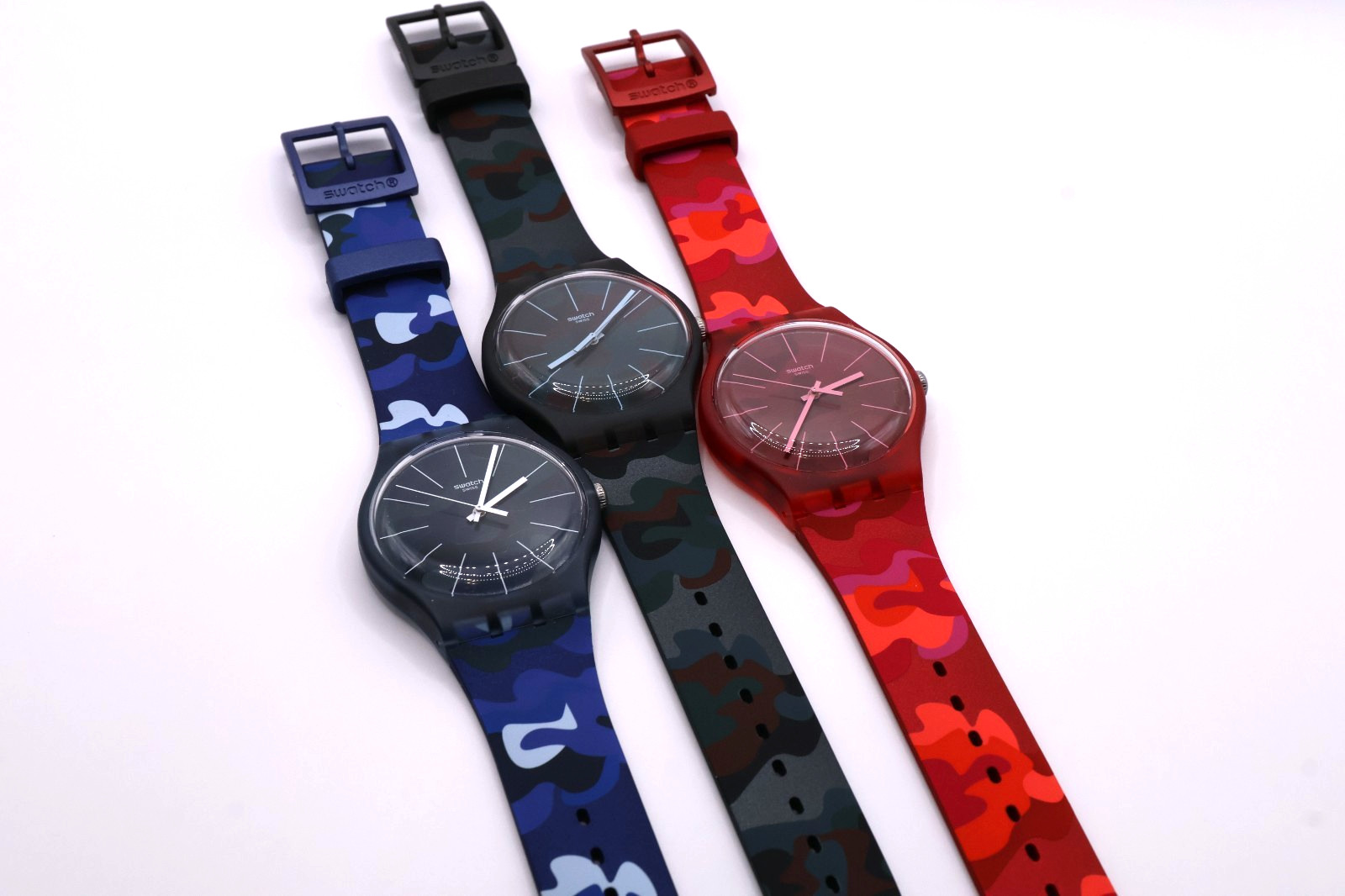 New Limited Swatch New Gent 41MM Camo GReen Red Blue SUOB175,SUOR116,SUON140