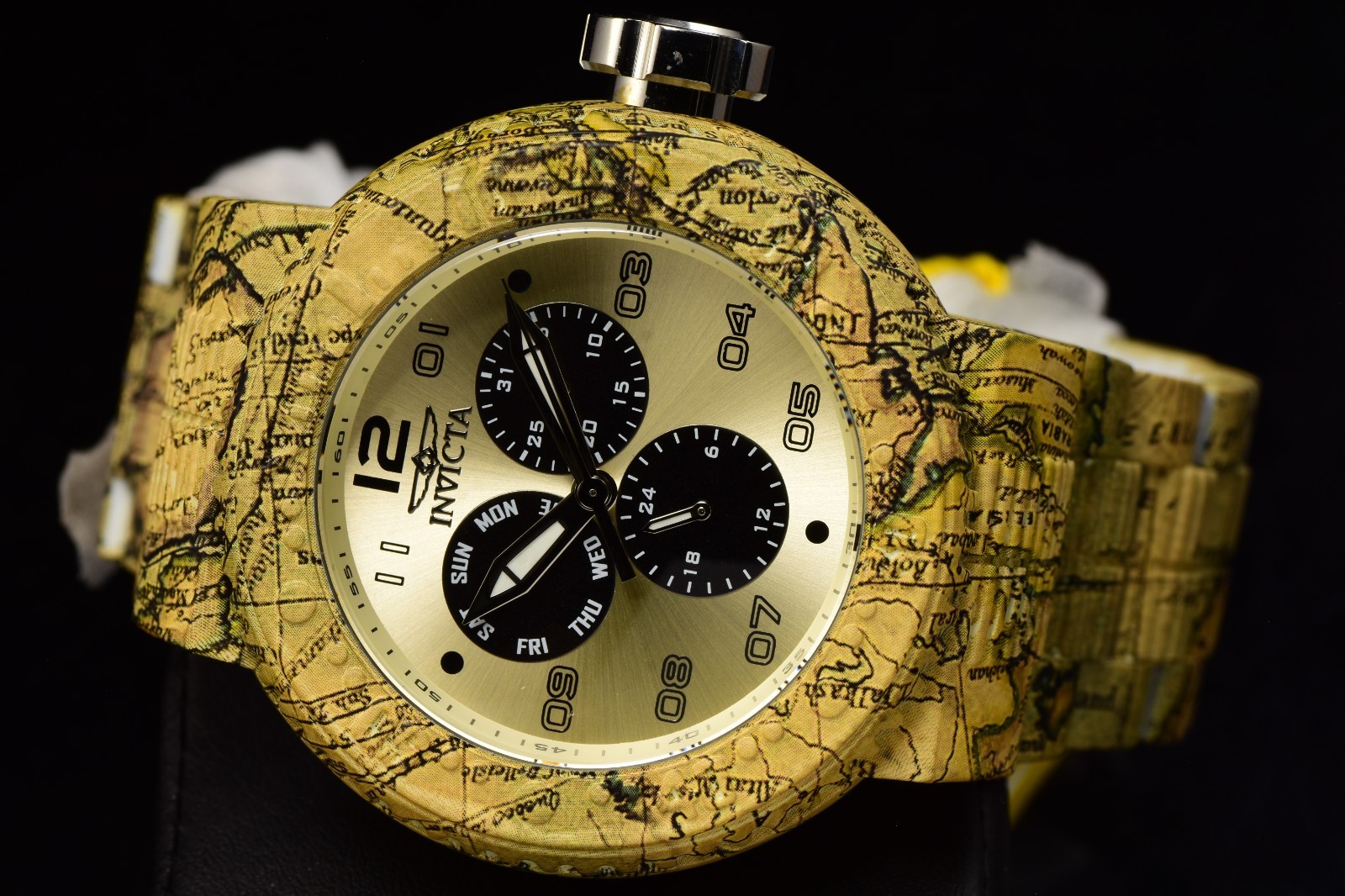 Invicta Pro Diver NeoArt Flux Men’s 52mm Steel Aqua Plating World Map Watch