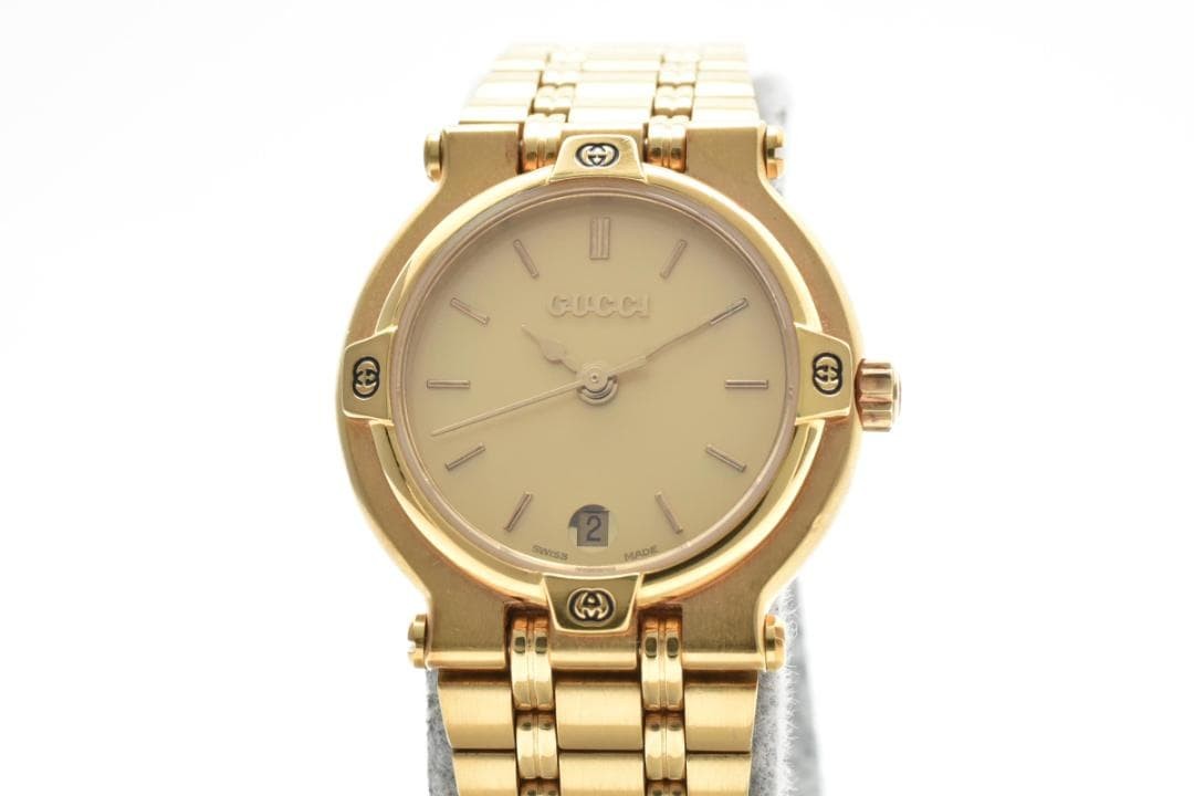 GUCCI 9200L Watch Gold Color Quartz Date Working