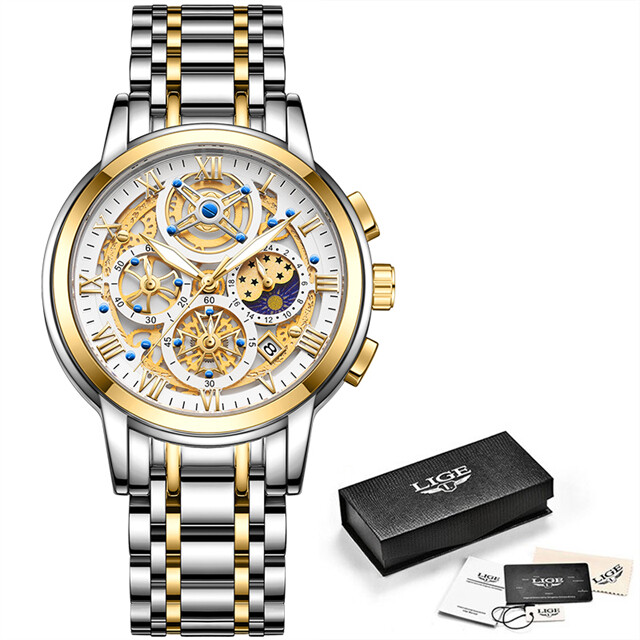 Classic Men Watch Stainless Steel Quartz Luminous Wristwatch Business Waterproof