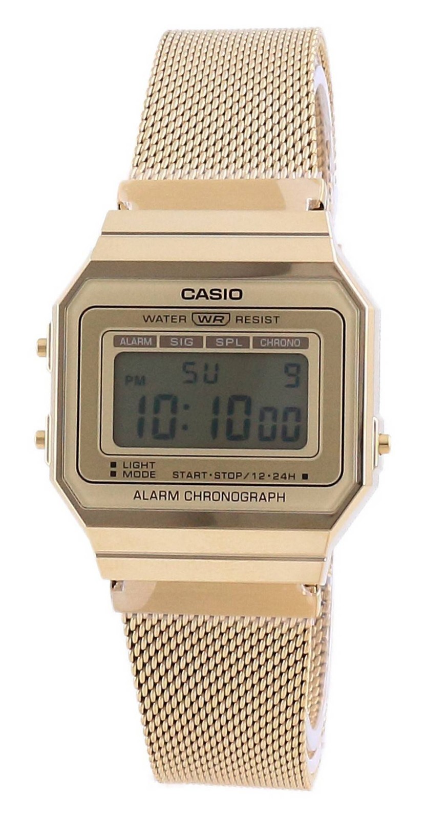 Casio Youth Vintage Gold Tone Stainless Steel Grey Dial A700WMG-9A Unisex Watch