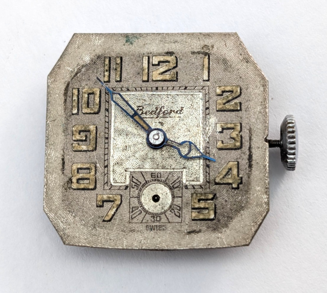 Vintage BEDFORD 6j Art Deco Men’s 24mm Mechanical Watch Movement PARTS or REPAIR
