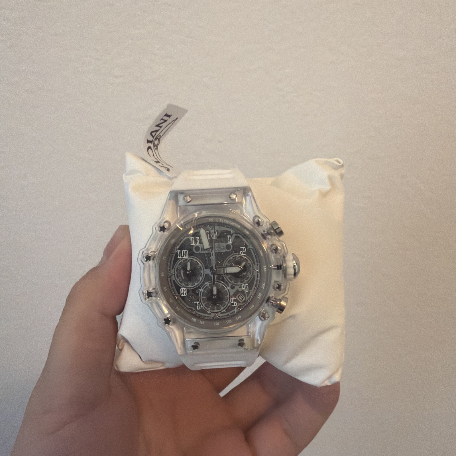 Brand New Racing Vaulthan 69680- 44mm White Skelton Dial- Rare w/ Keychain