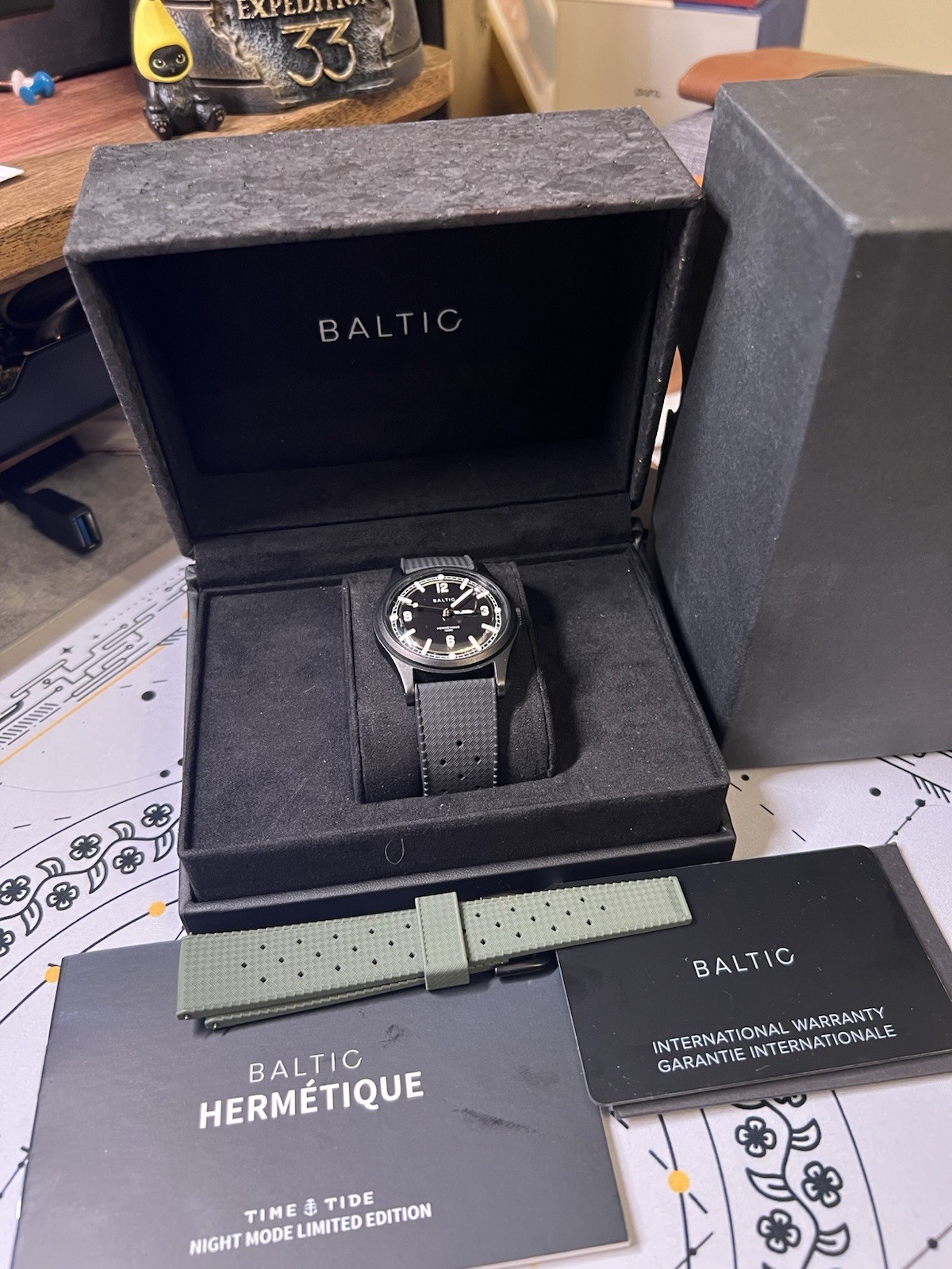 Baltic x Time + Tide Hermetique Night Mode Limited Edition Watch * Box & Papers