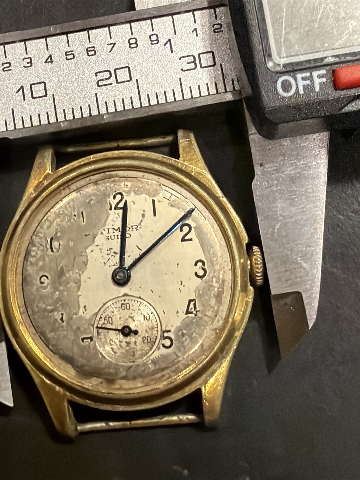 AC39 Timor Suizo Men’s Mechanical Vintage Watch Swiss Missing Crystal Running**