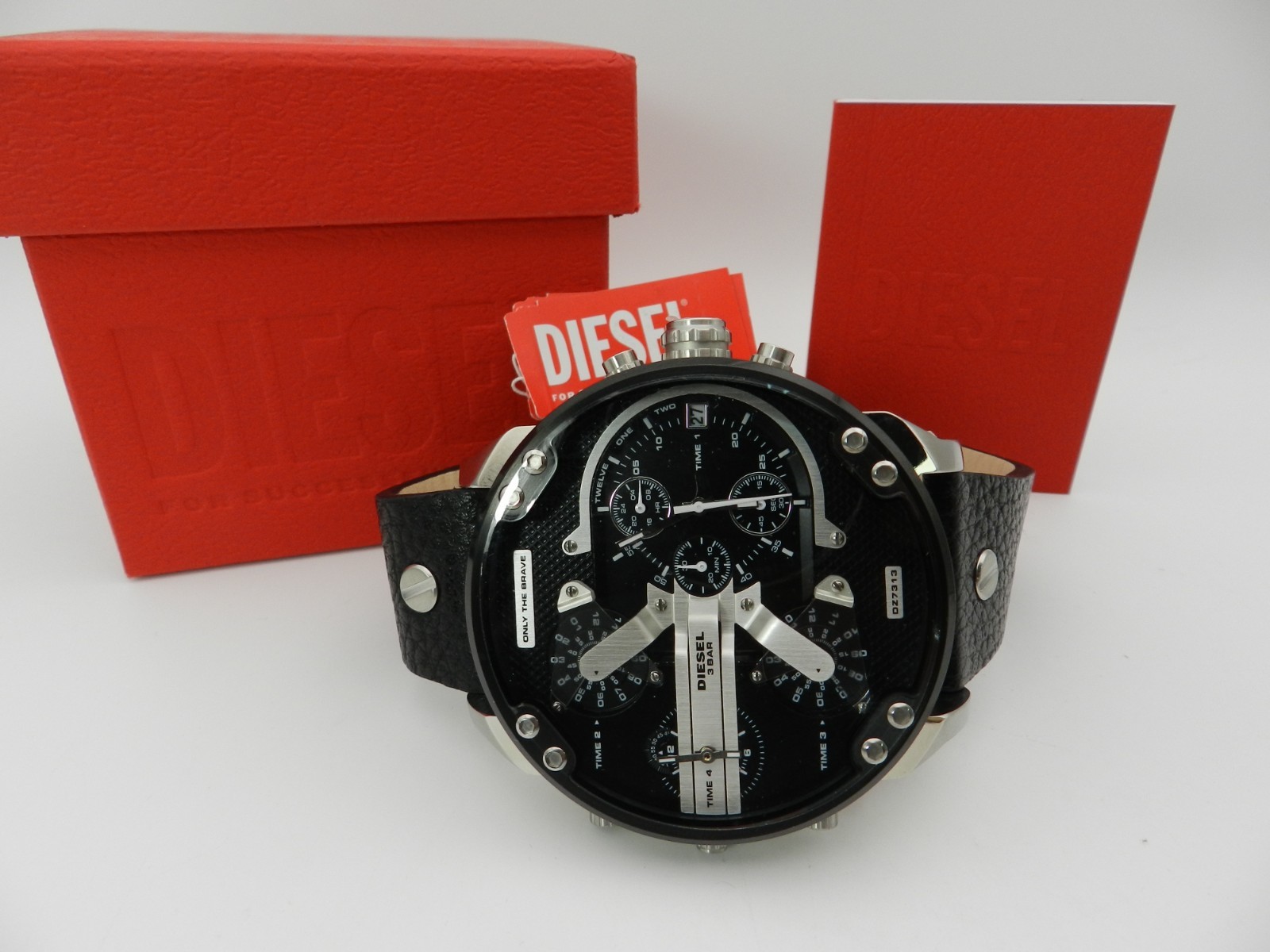 Diesel Men’s Chronograph Mr. Daddy 2.0 Black Leather Strap Watch 66x57mm DZ7313