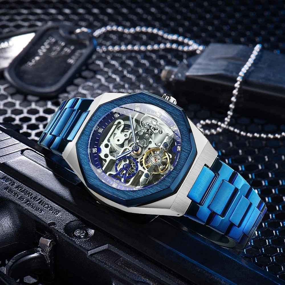 Forsining Casual Automatic Mechanical Watch for Men Luminous Hands Stainless Ste