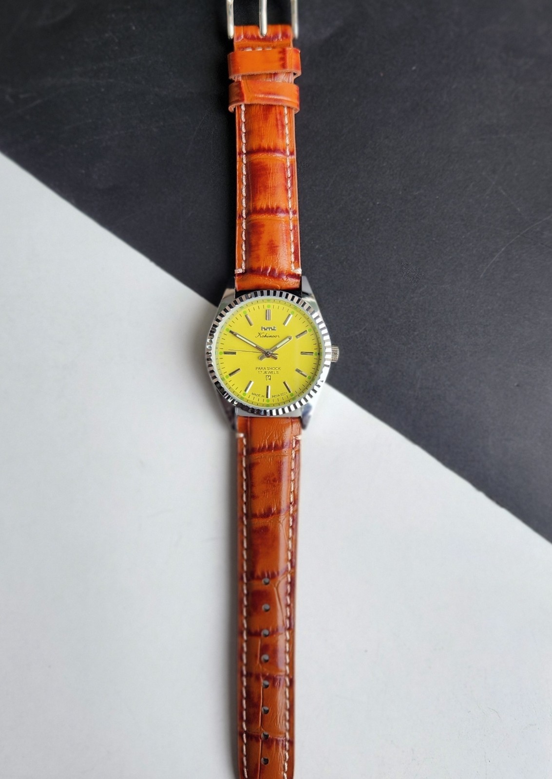 Vintage HMT Kohinoor Fluted Bezel Mechanical Hand Winding Wrist Watch A16