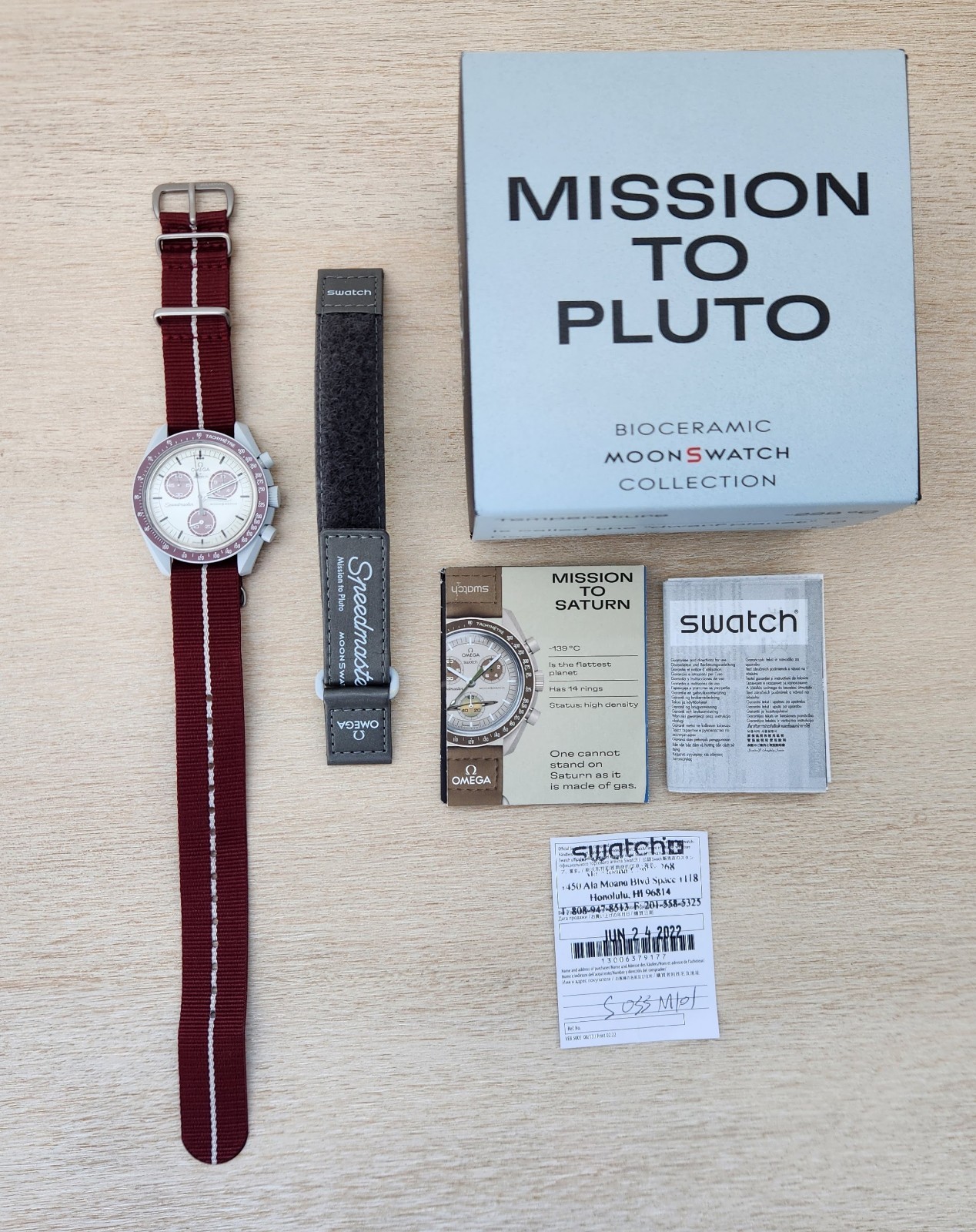 Mint Omega x Swatch MoonSwatch Mission to Pluto – Full Set + Bonus Nato Strap