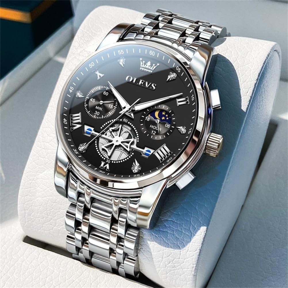 Luxury Waterproof Men’s Watch – Big Face Stainless Steel Quartz Analog, Luminous