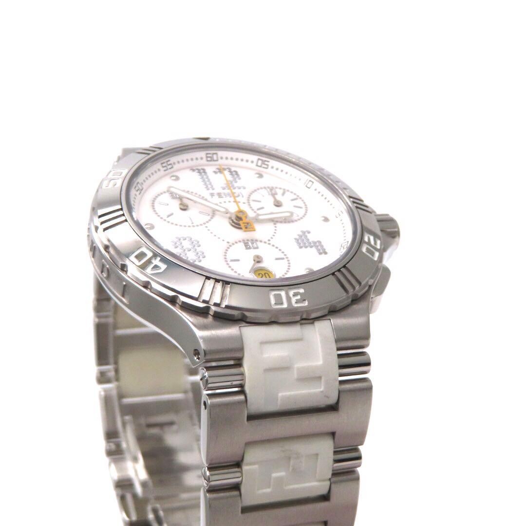 Fendi 4800M Chronograph White Mens Watch Quartz Japan 077718