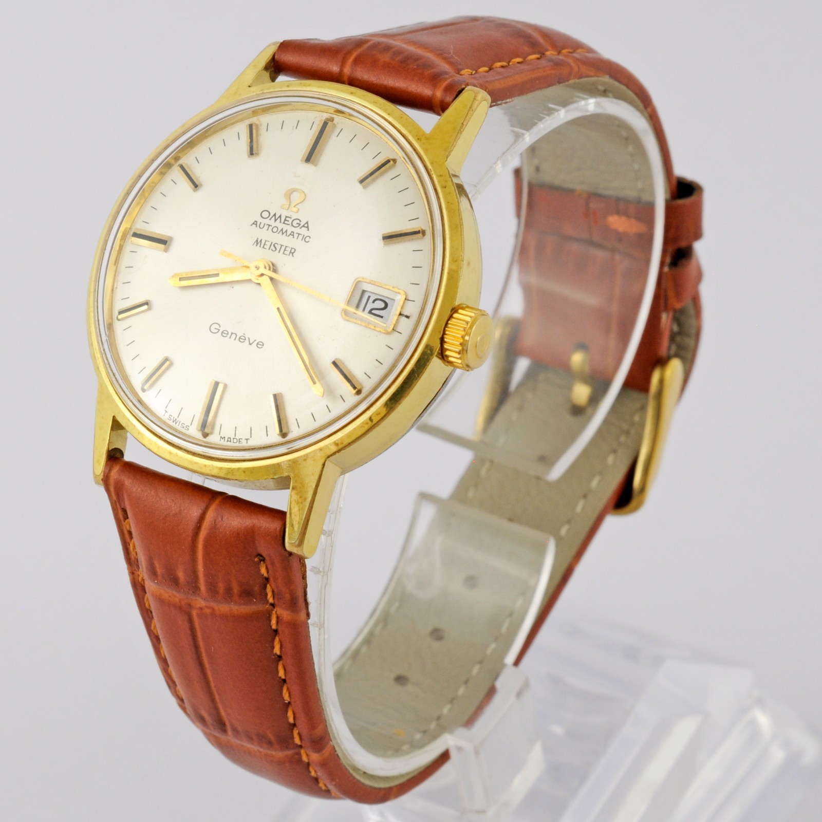 NO TARIFFS ON OMEGA AUTOMATIC MEISTER GENEVE SWISS GOLD PLATED 20M WATCH 166.070