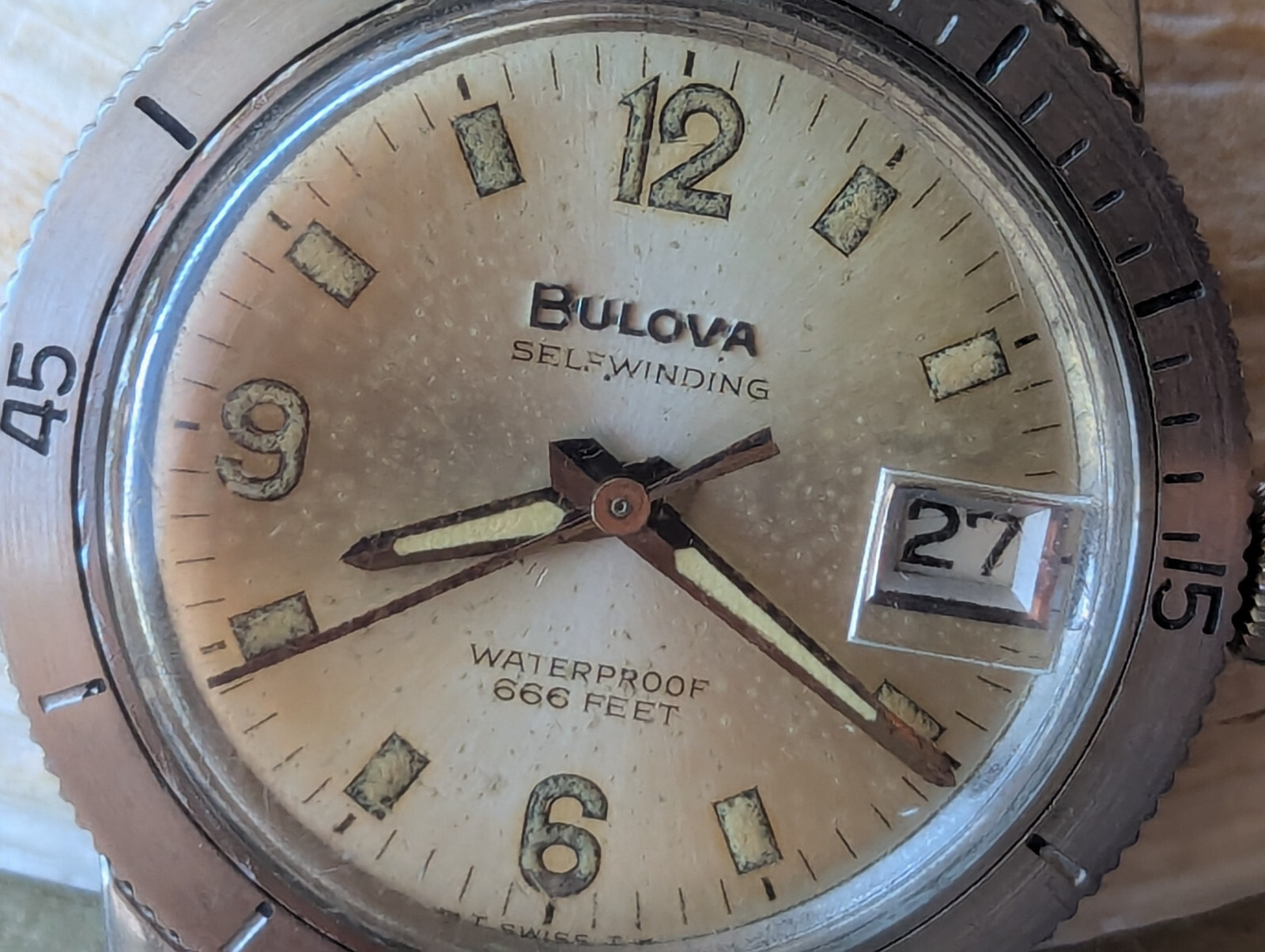 Vintage 1965 Bulova M5 Pre-Snorkel Devil Diver w/Patina,Signed Crown,RUNS FAST