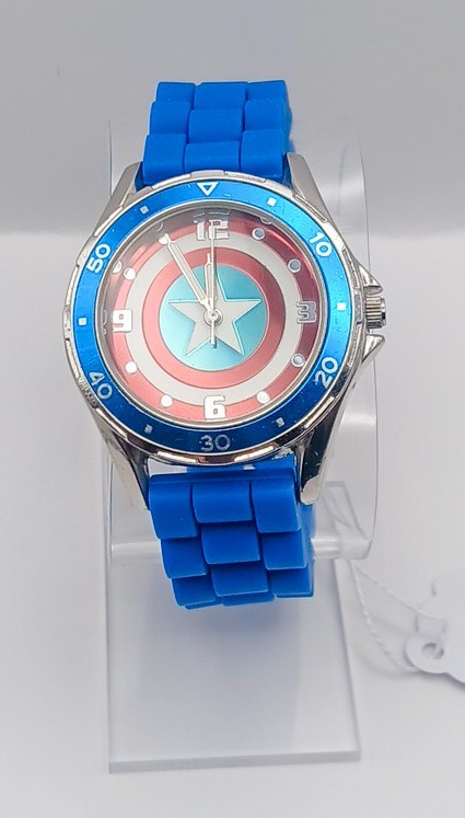 *New Battery* Accutime Marvel Captain America Watch Silicone Band 9inch