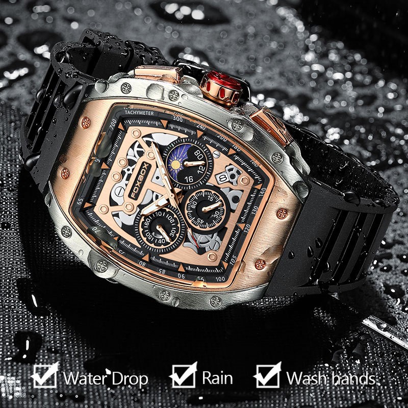 FOXBOX Men’s Waterproof Sports Watch Hollow Dial Multifunctional Digital Style