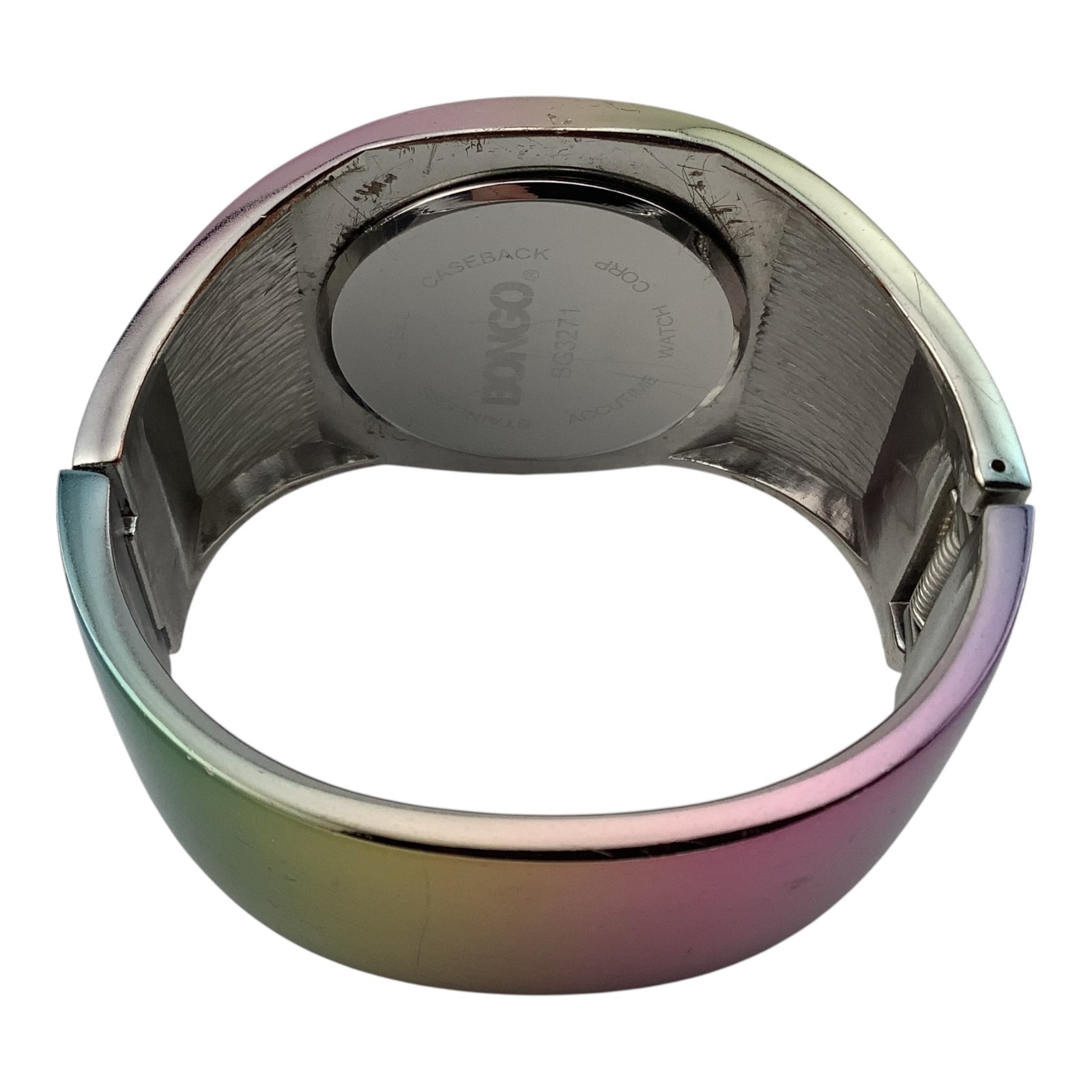 XL Y2K BONGO Women’s Cuff Watch Crystal Ombre Colors Chunky Art Pink New Battery