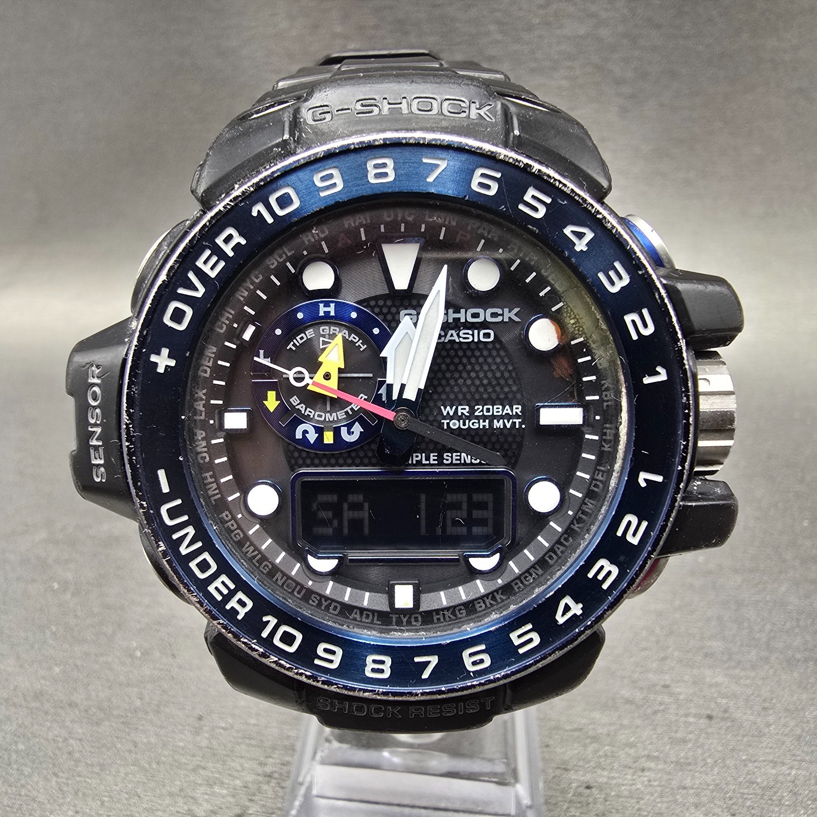 Casio G-Shock Gulfmaster GWN-1000B Watch Men 56mm Black Blue Ana Digi Solar READ