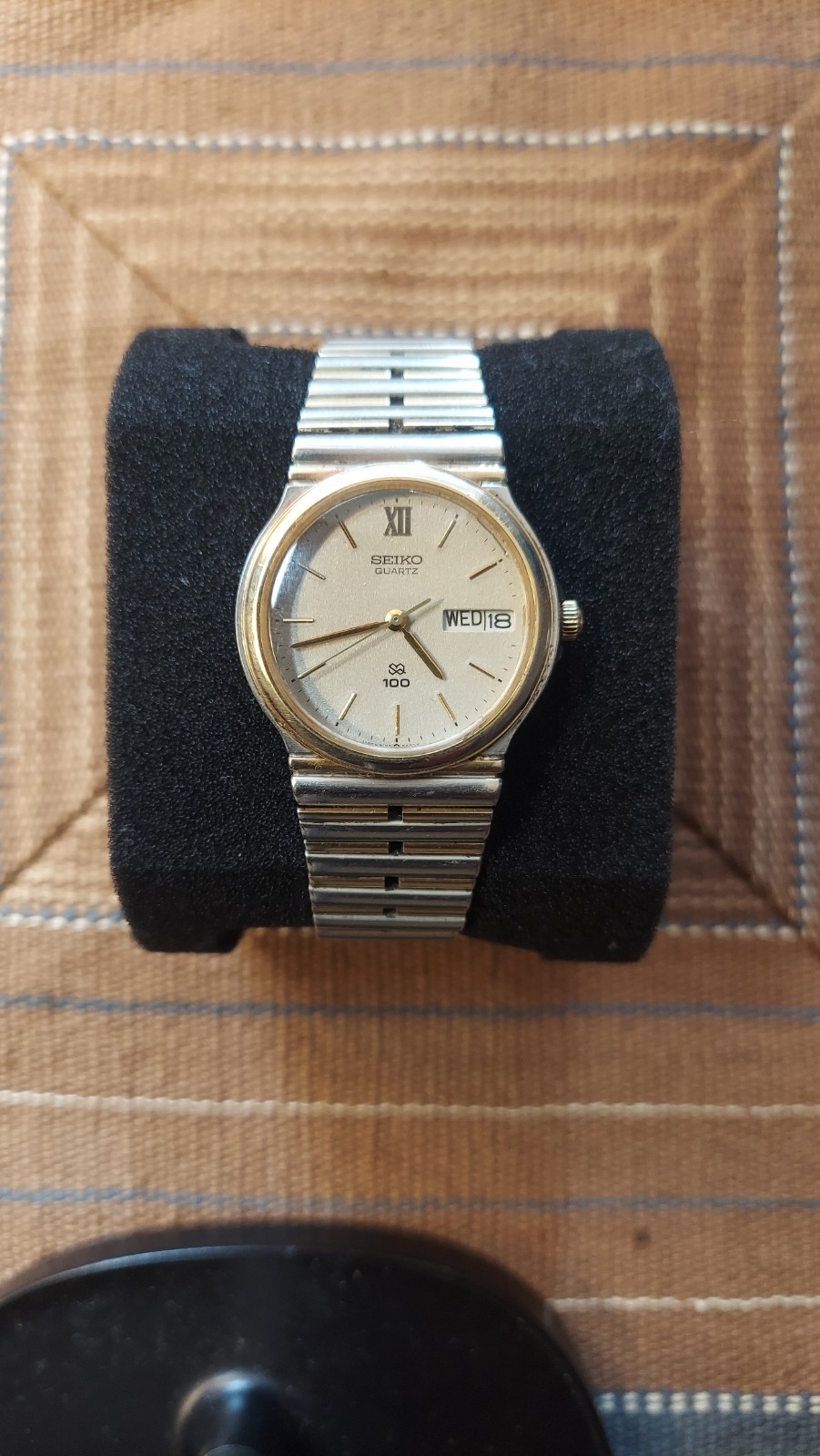 Vtg Seiko Quartz 6923-7059 A4 SQ 100 Gold Tone Men’s Watch Day/Date PARTS ONLY