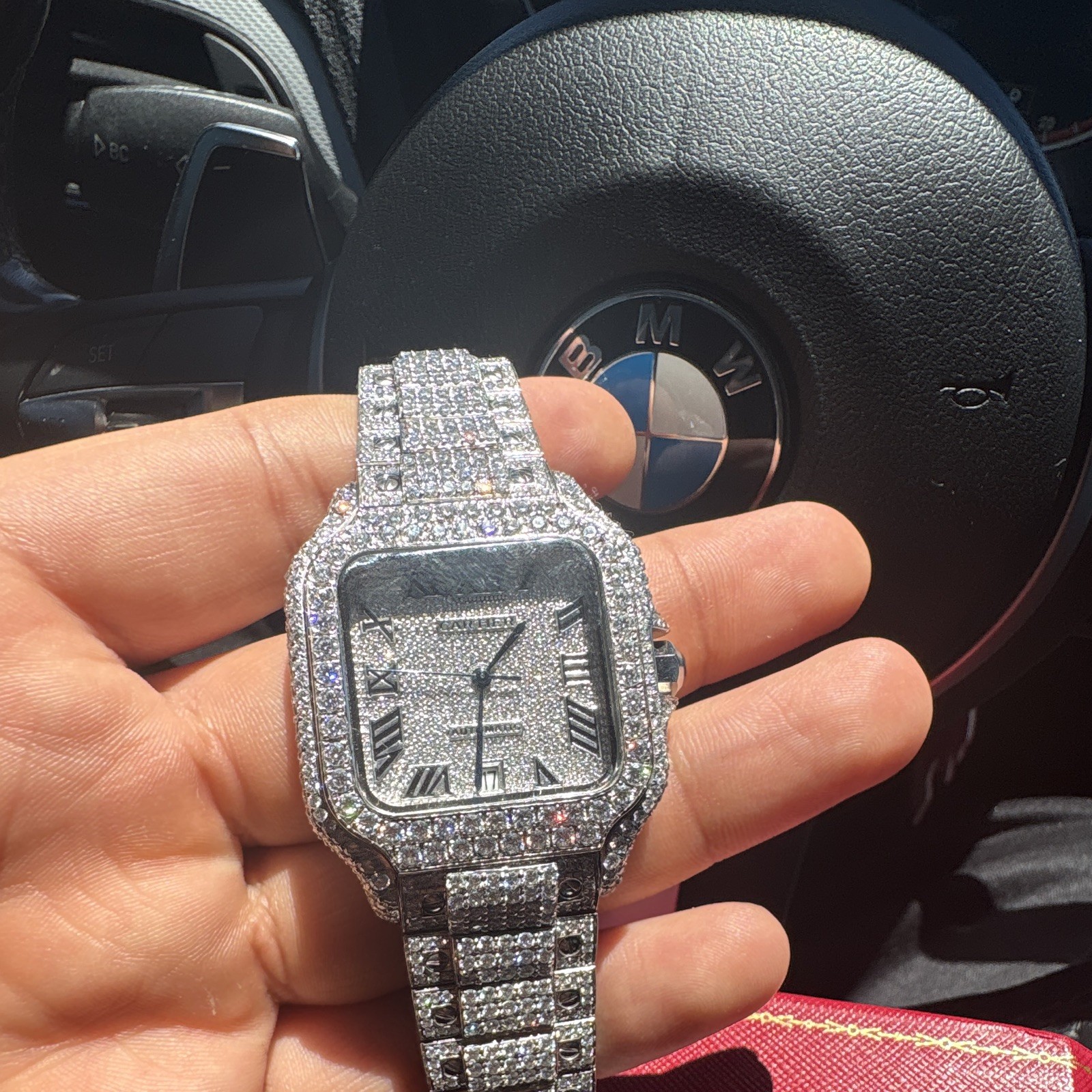 Cartier Santos Automatic Stainless Steel Silver Dial Roman Square 100m Box