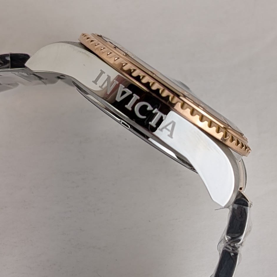 Invicta GRAND DIVER Men’s 47mm Watch Silver Tone Rose Gold Black Dial 24625 NEW