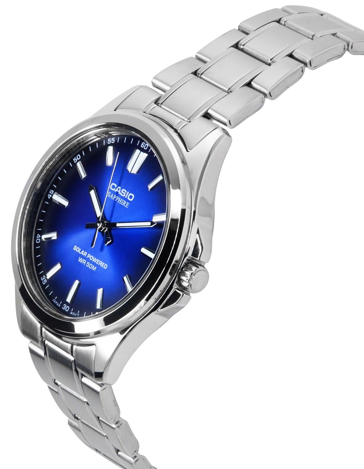 Casio Standard Analog Stainless Steel Blue Dial Solar MTS-RS100D-2AV Men’s Watch