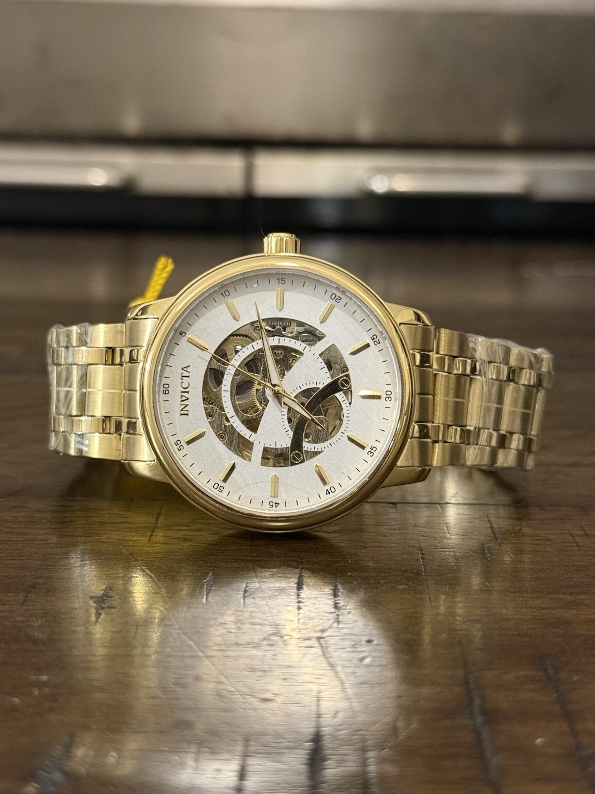 Invicta Objet D Art 69120 Automatic Skeleton Dial Watch – 42.5mm Gold NEW W/BOX