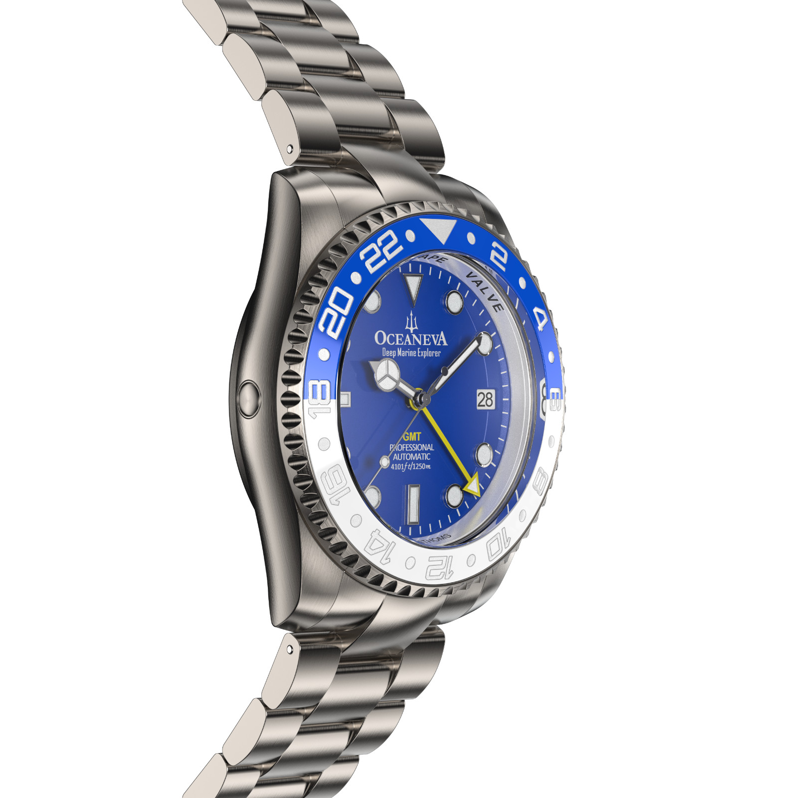 Oceaneva Men’s Deep Marine Explorer GMT Watch 1250M Ceramic TITANIUM