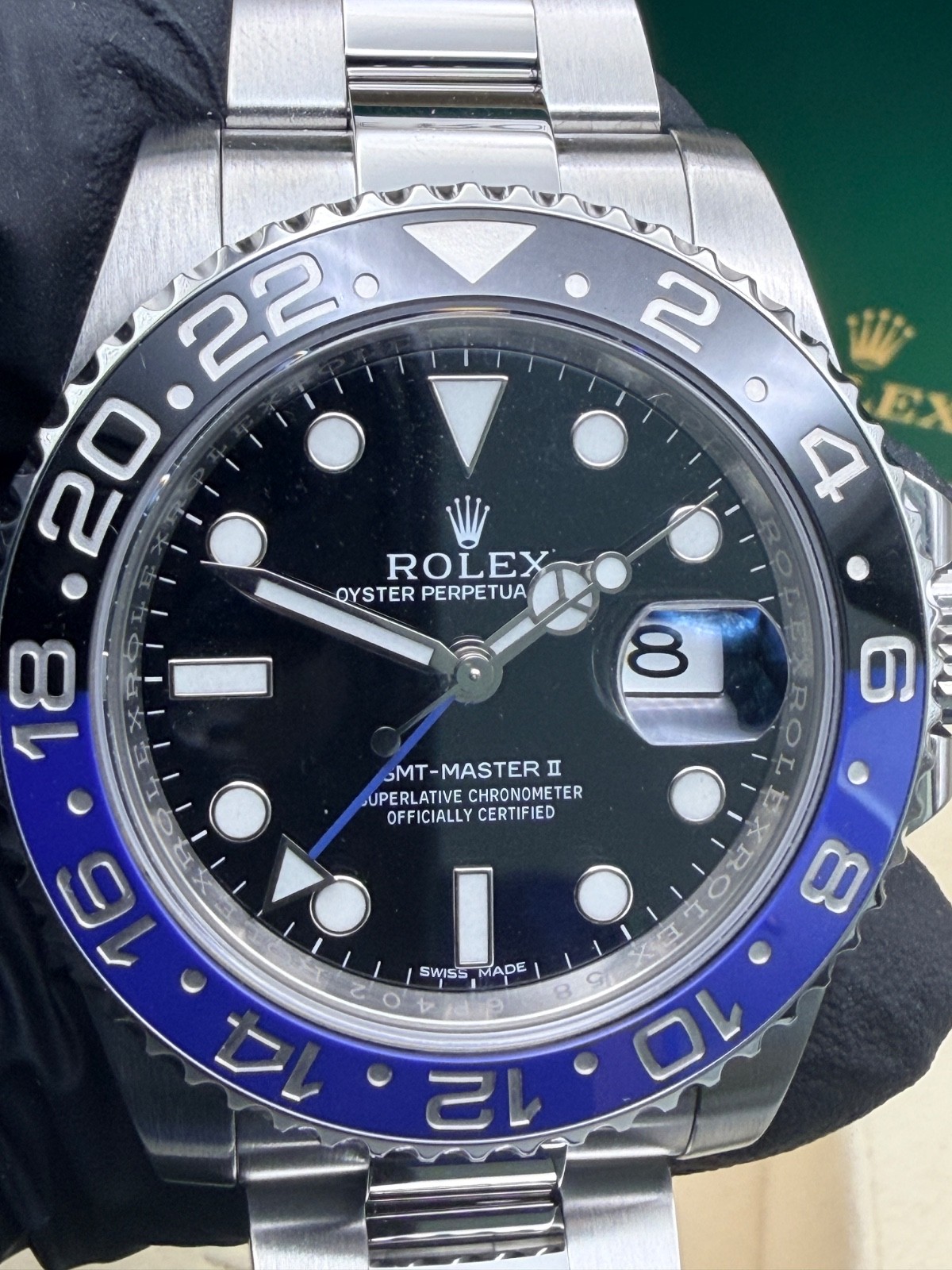 Rolex GMT-Master II 116710BLNR Silver Oyster Bracelet with Blue and Black Bezel