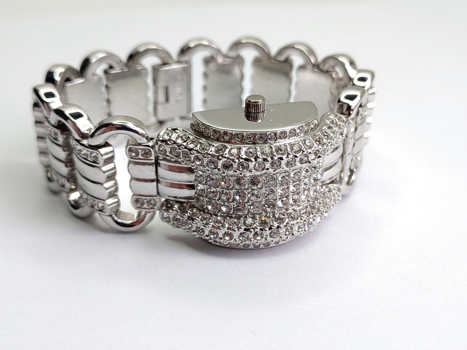 EUC Ultra Rare Croton Pave Crystals Iced Bling Montre a Secret Watch Bracelet