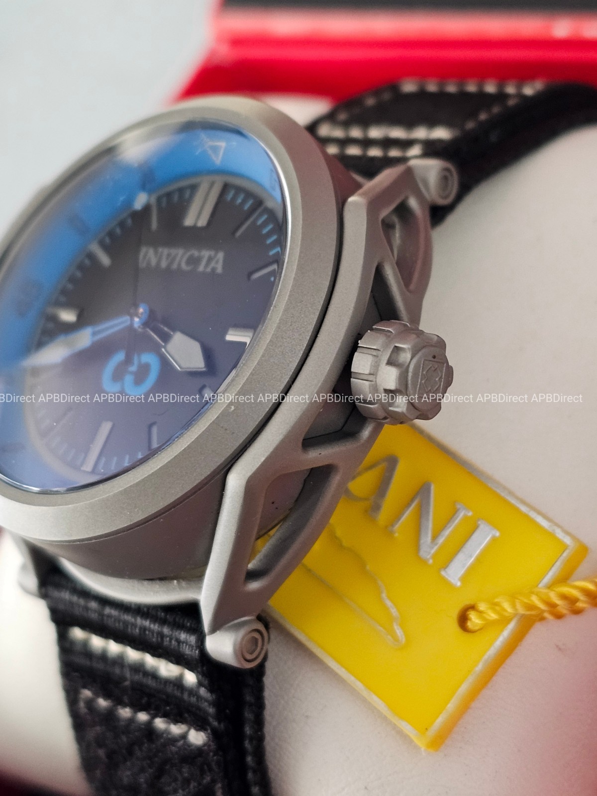 Invicta – CORDUBA – Black Nylon Strap – Brushed Gray Case / Blue mens watch