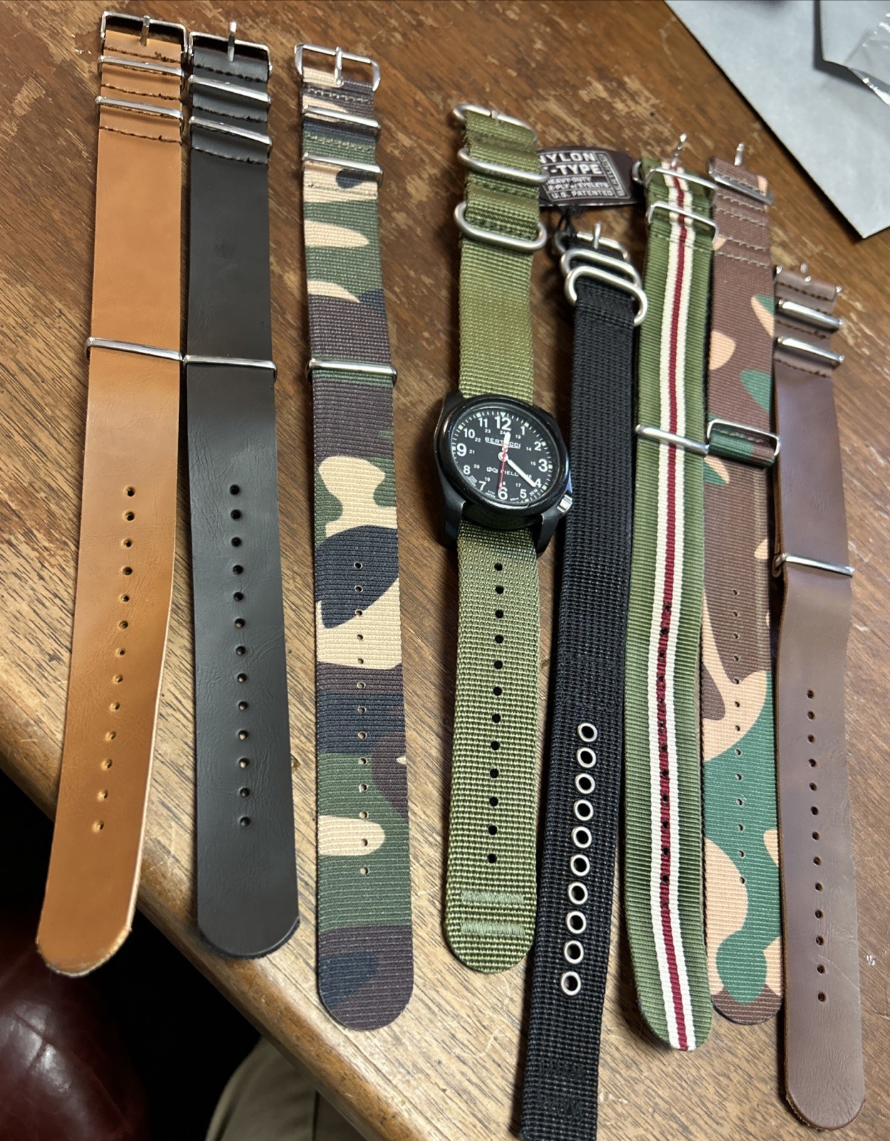 Used Bertucci A-1r Field Watch with 8 Bands Straps Nylon – Vegan Leather – Camo