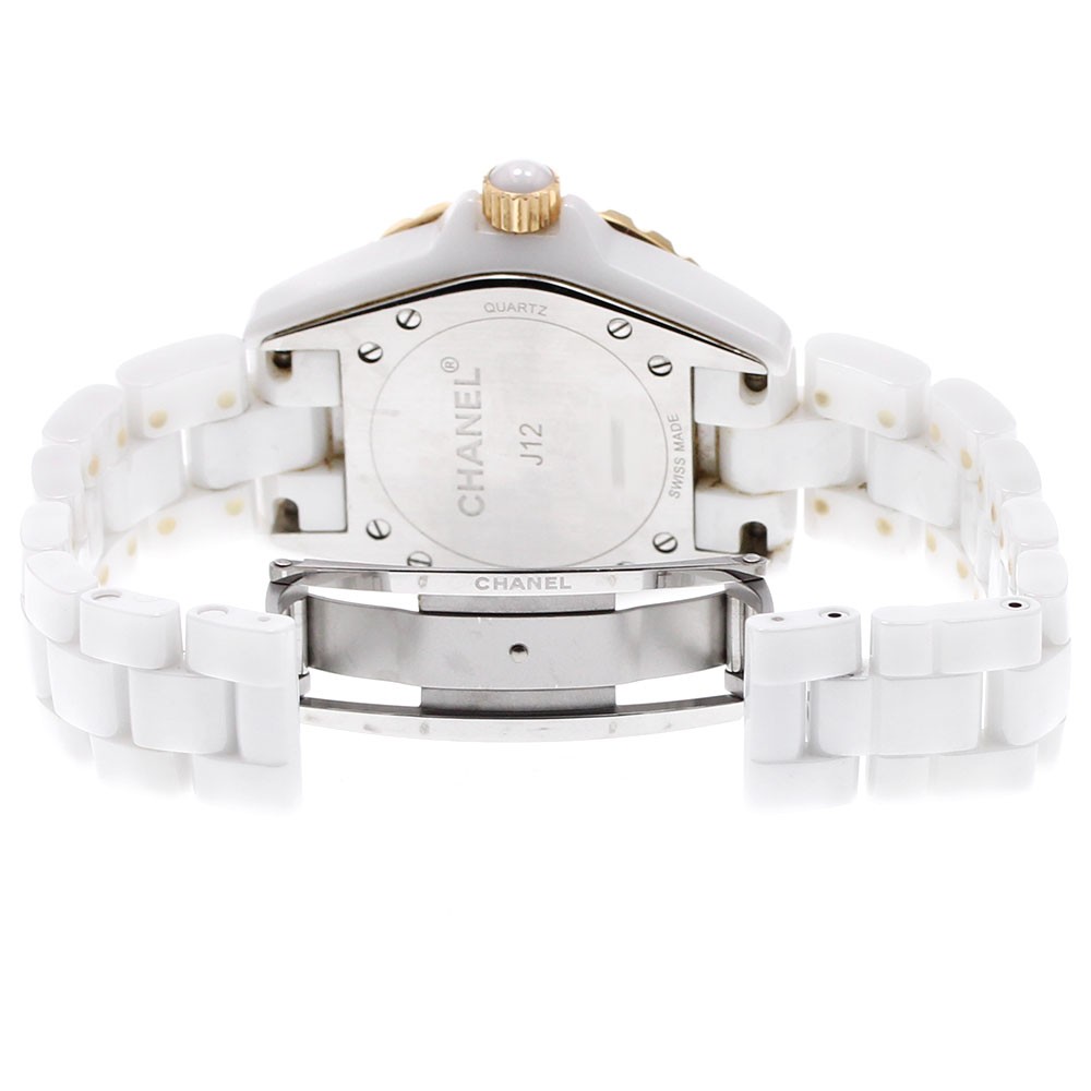 CHANEL J12 H2181 White ceramic 11P diamond PG bezel Quartz Ladies Watch_939016