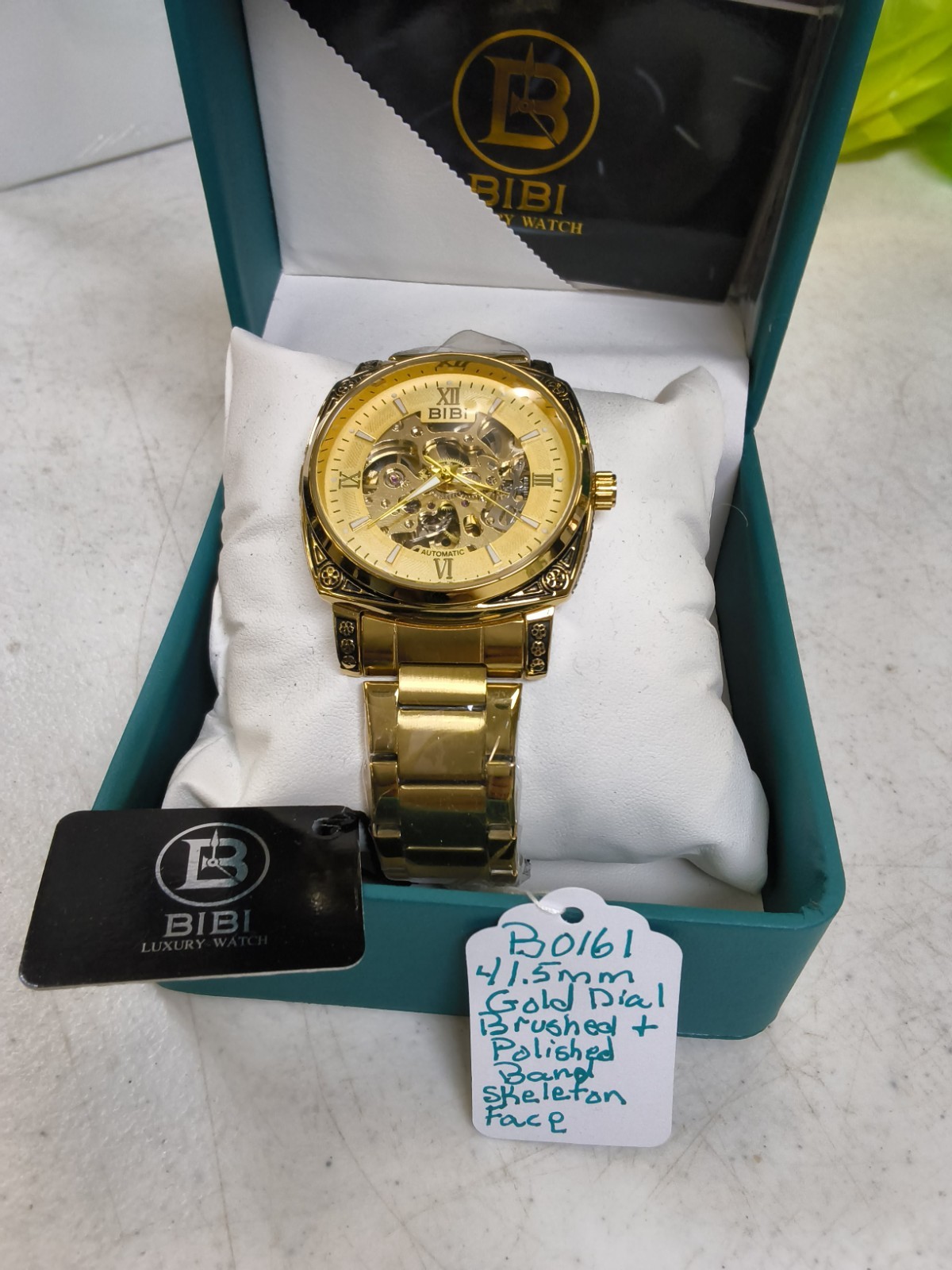 BIBI Automatic Skeleton Men’s Gold Tone Watch 41.5mm Exhibition Back New…