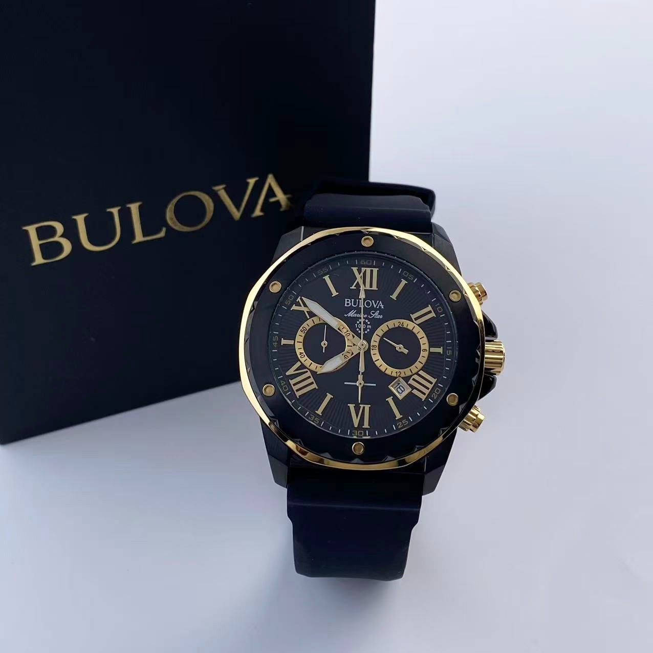Bulova Marine Star 98B278 44mm Black Dial Men’s Chronograph Quartz Watch