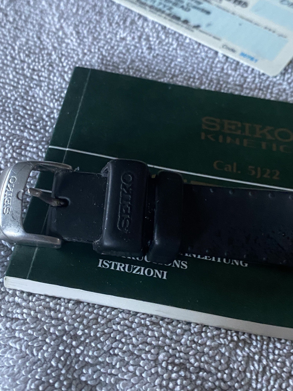 2002 Seiko Arctura Kinetic Watch (5M42-0E49) Full Lume Dial. Watch and card etc