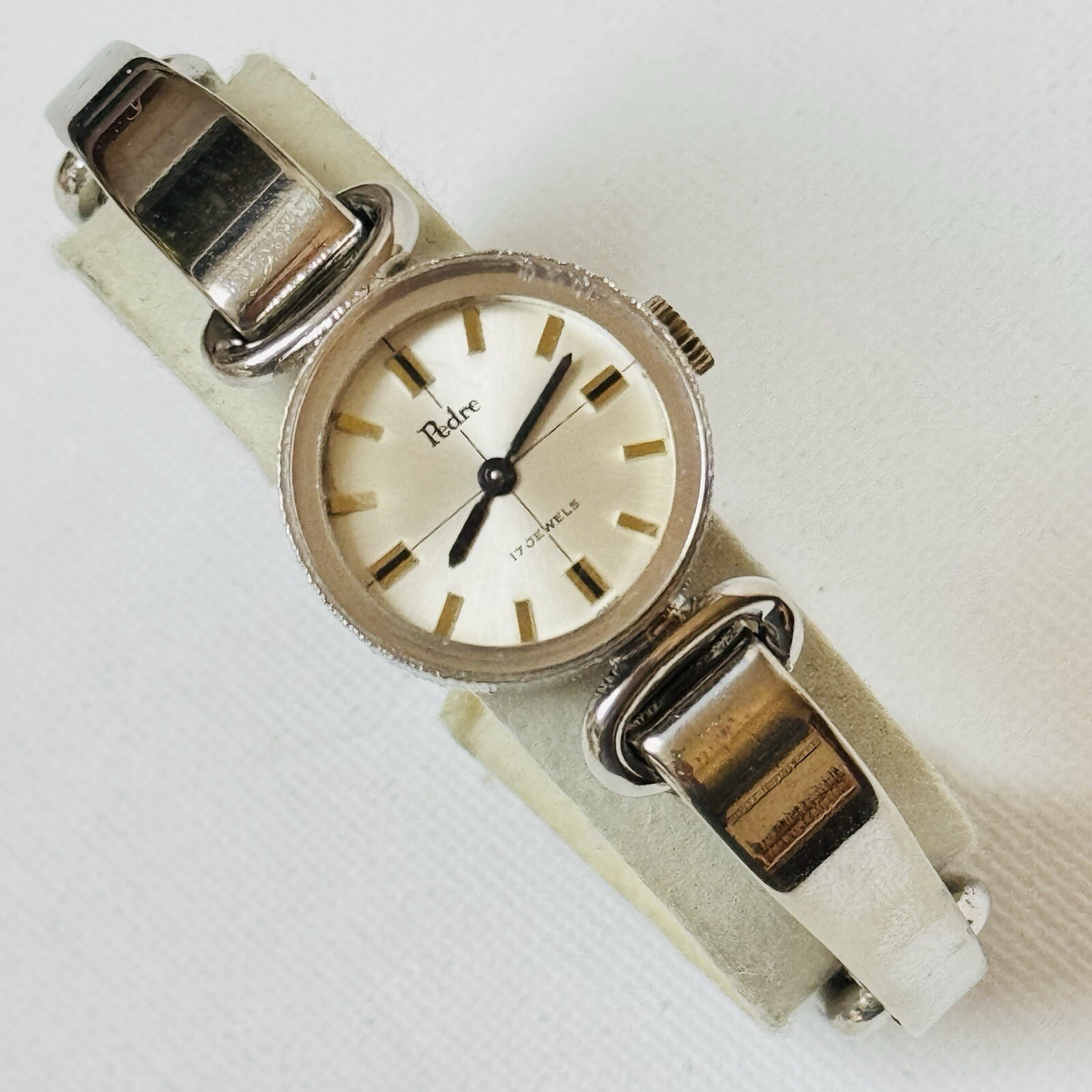Vintage Pedre Hand Wind Women’s Silver Tone Bracelet Watch Florentine RUNS READ