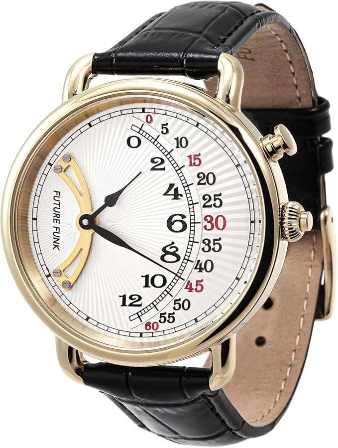 New FUTURE FUNK Men’s Wrist Watch KF301-YG-BK – Retro Flip Style, Black & Gold