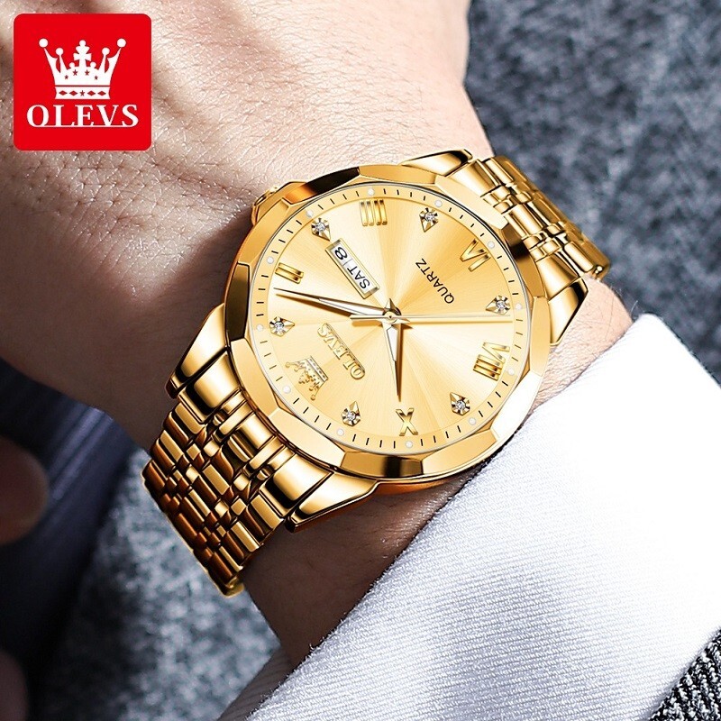 Waterproof Quartz OLEVS Watch Luxury Luminous Stainless Steel Men’s Business Men