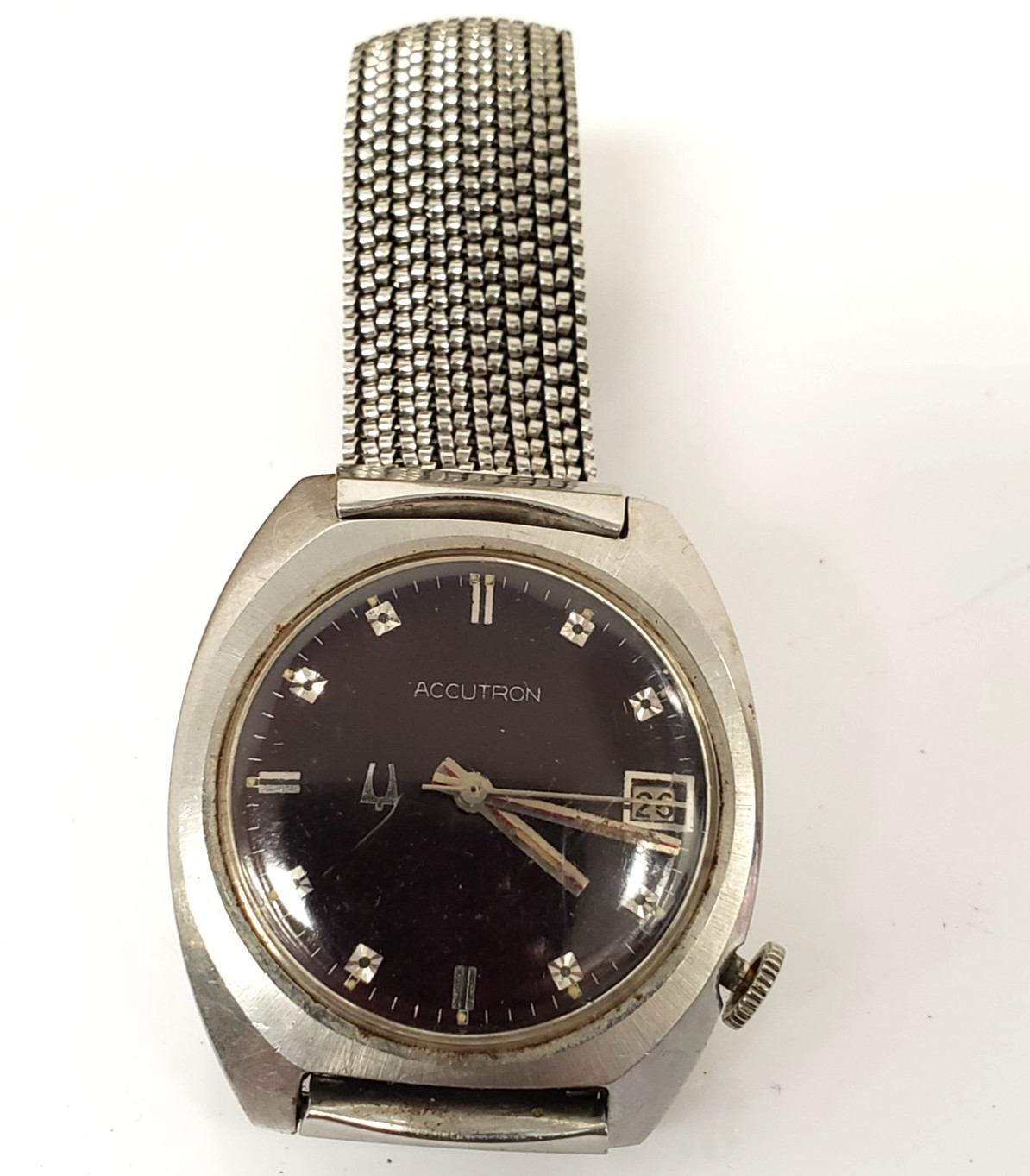 BULOVA ACCUTRON 218I TUNING FORK BLACK DIAL N1 1971 Needs Serviced As Is