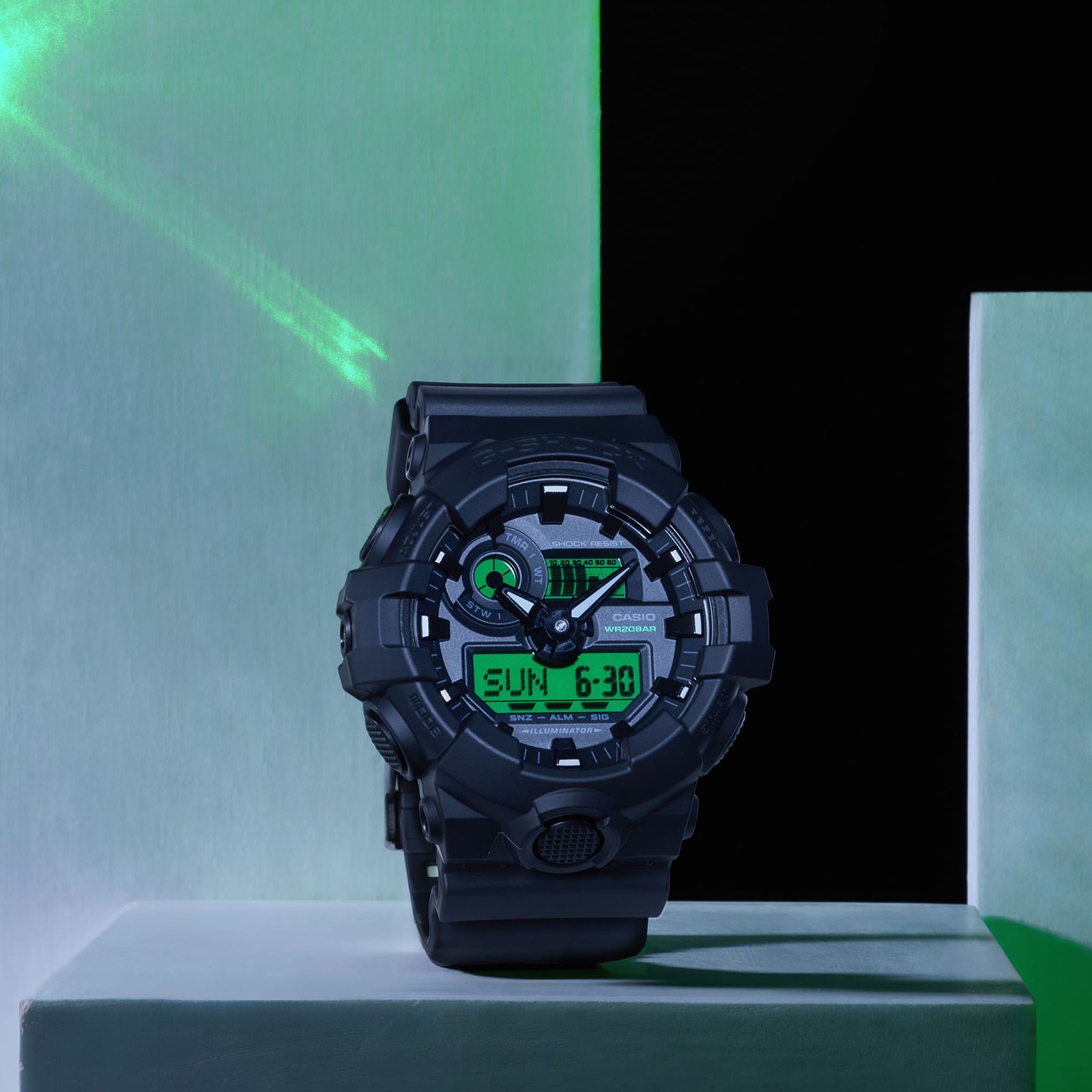 Casio G-Shock GA700BEG-1A Unisex Black Resin Digital Analog GA-700 Series Watch