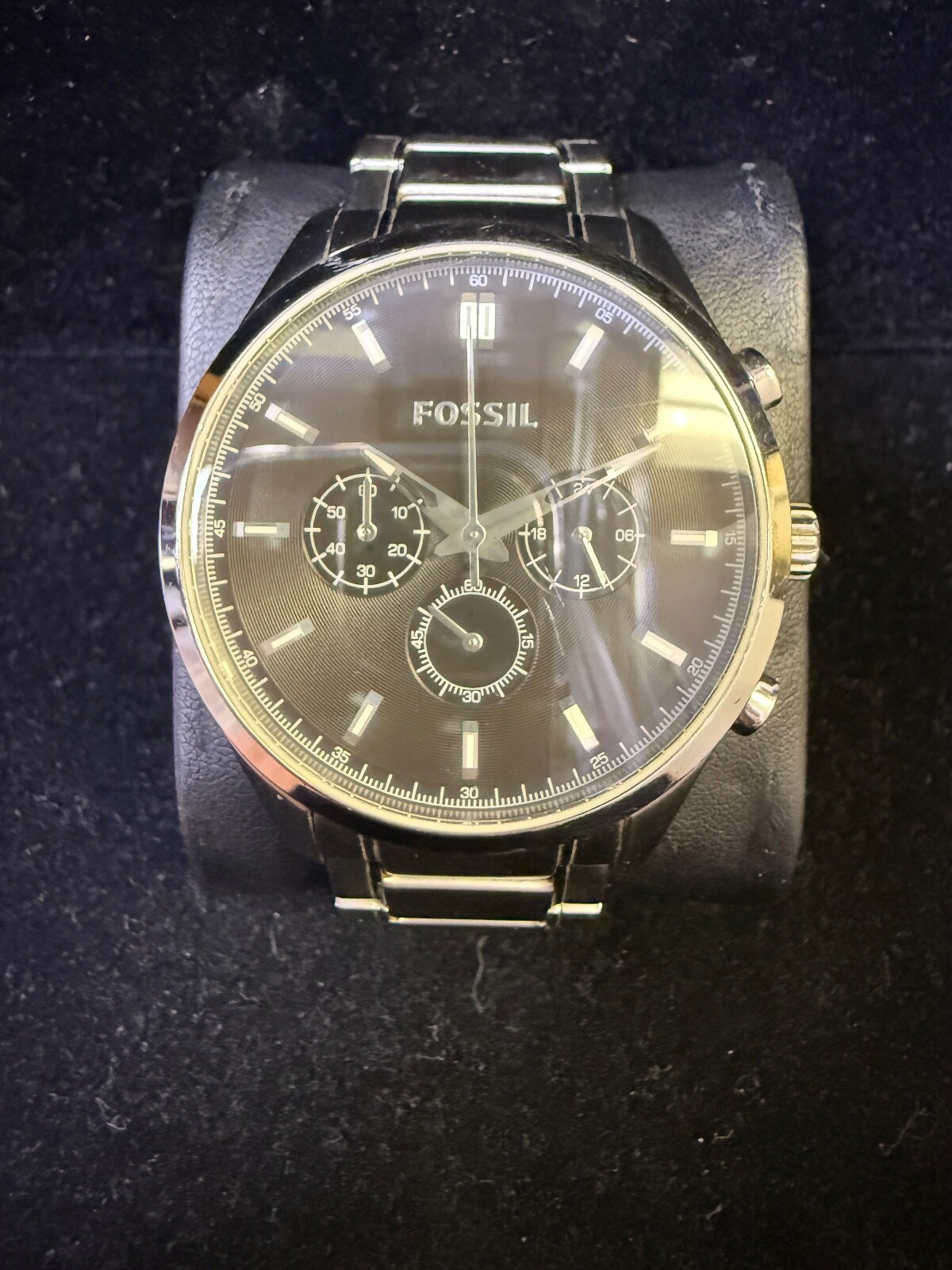 🔥 Fossil Men’s Chronograph Watch – Silver Dial | Stainless Steel Band