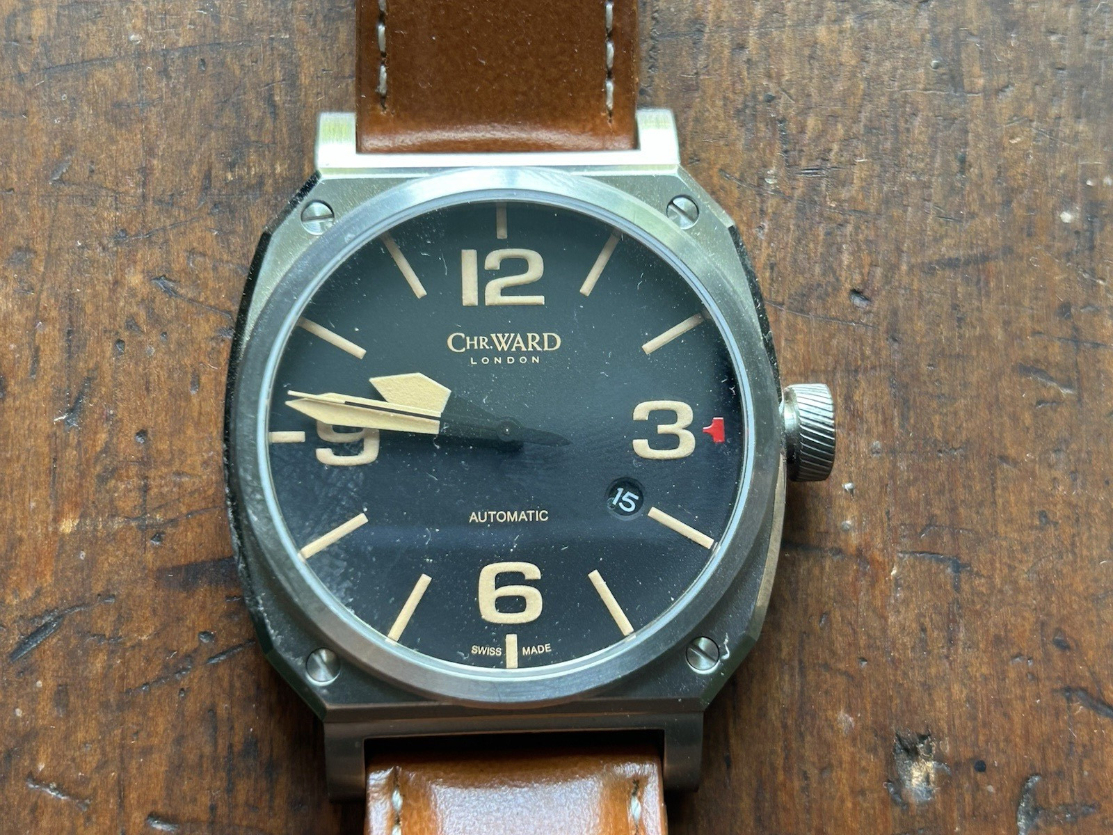 Christopher Ward Altus Automatic Swiss Made Black Dial Brown Leather 40mm.
