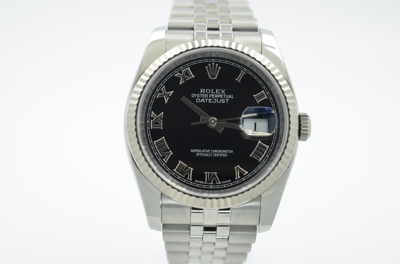 Rolex Datejust 36mm 116234 black Roman numeral rare dial mint 2017 box & paper